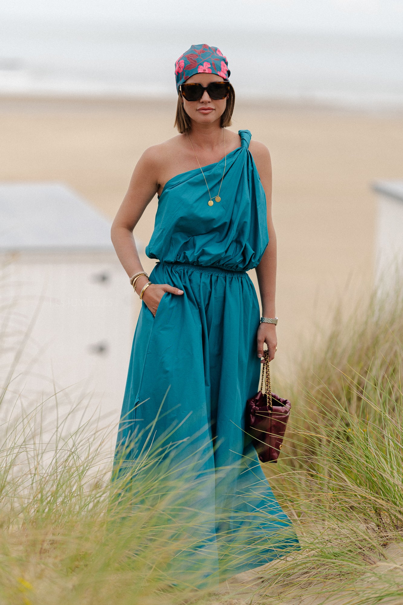 Fran one shoulder top harbor blue