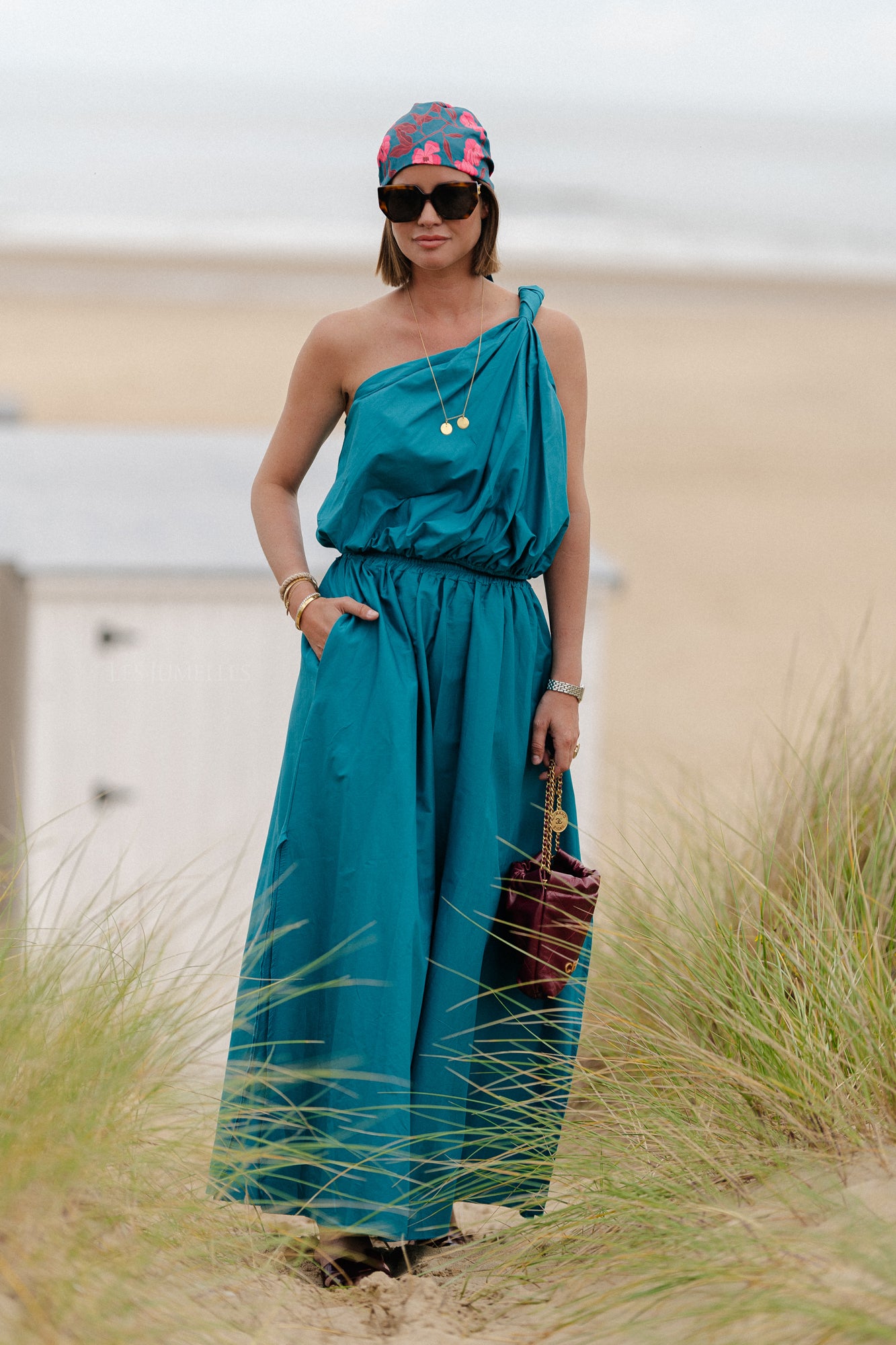 Fran one shoulder top harbor blue