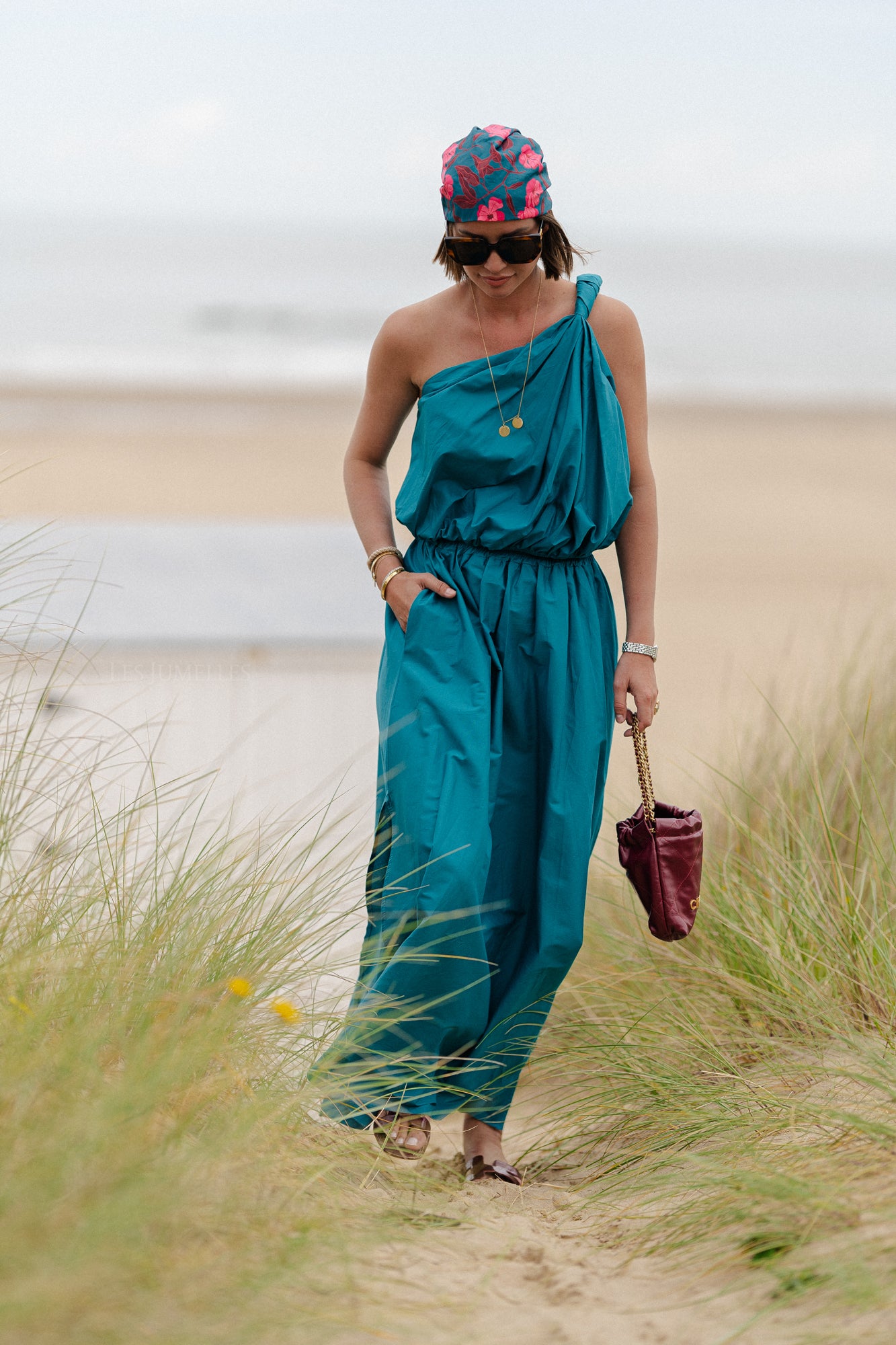 Fran one shoulder top harbor blue