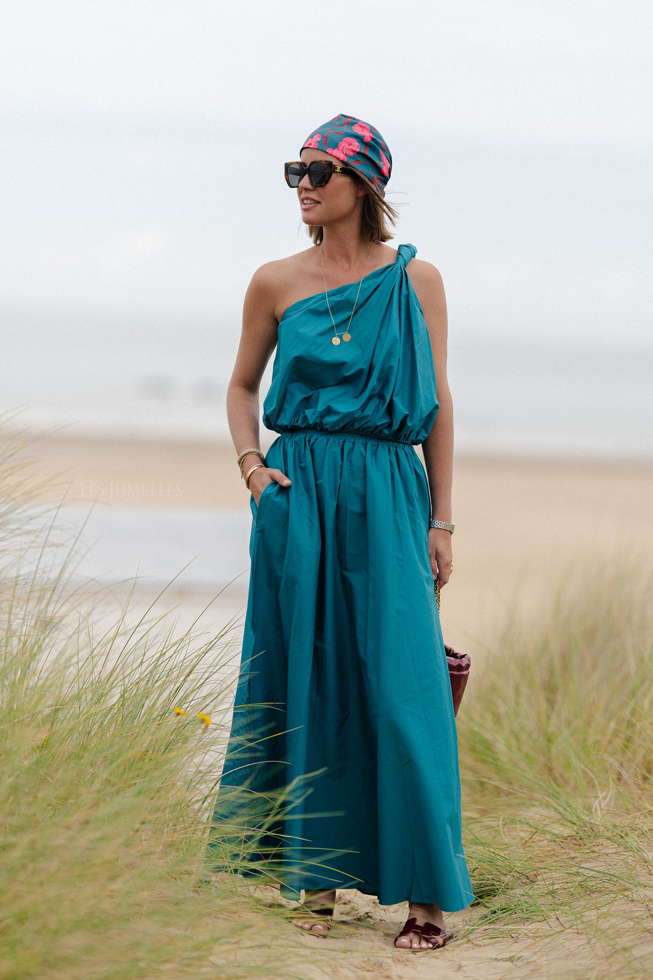 Fran one shoulder top harbor blue