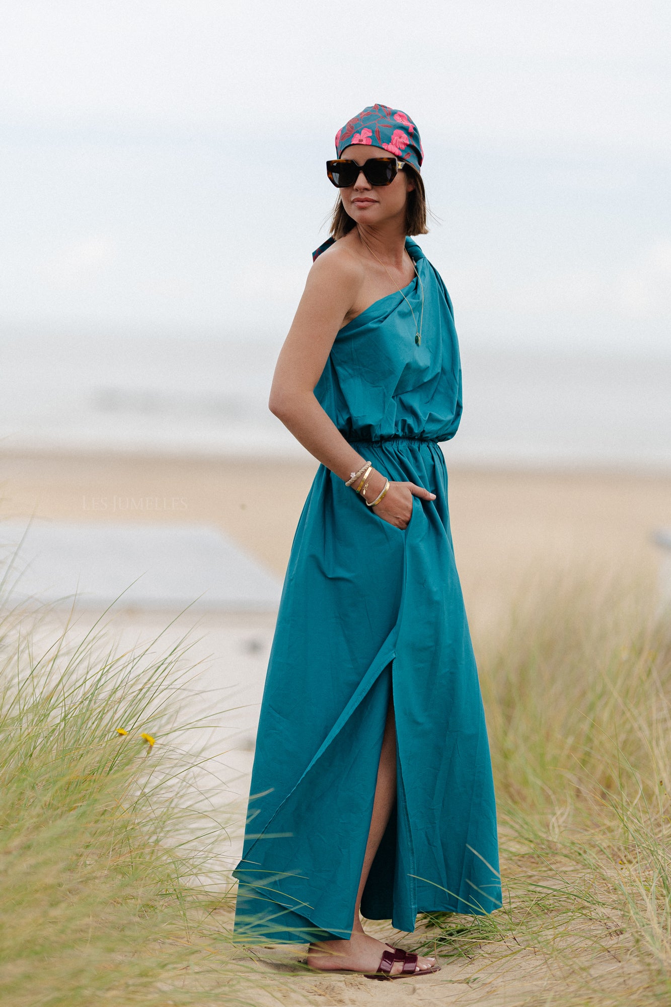 Fran one shoulder top harbor blue