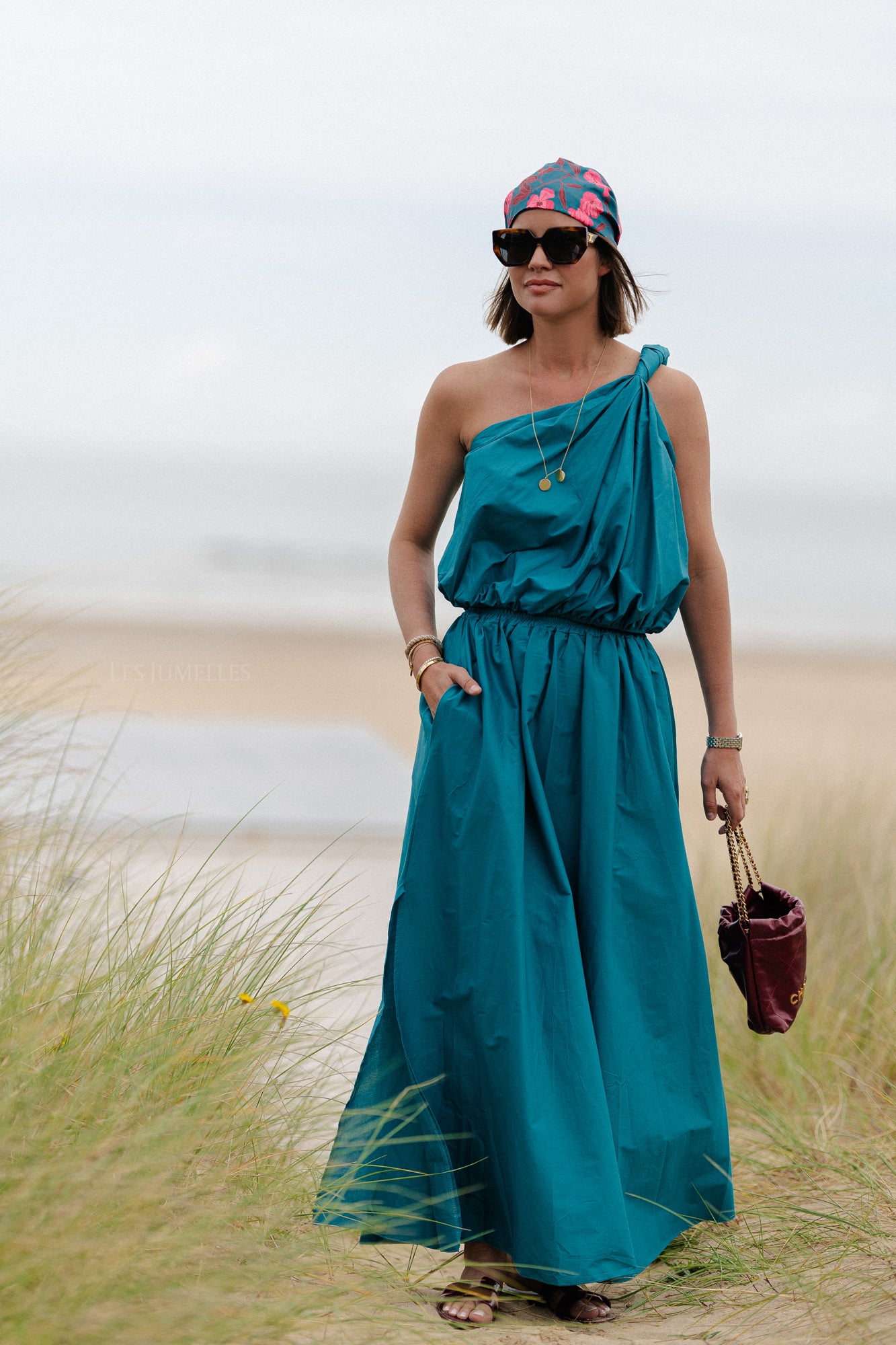 Fran one shoulder top harbor blue