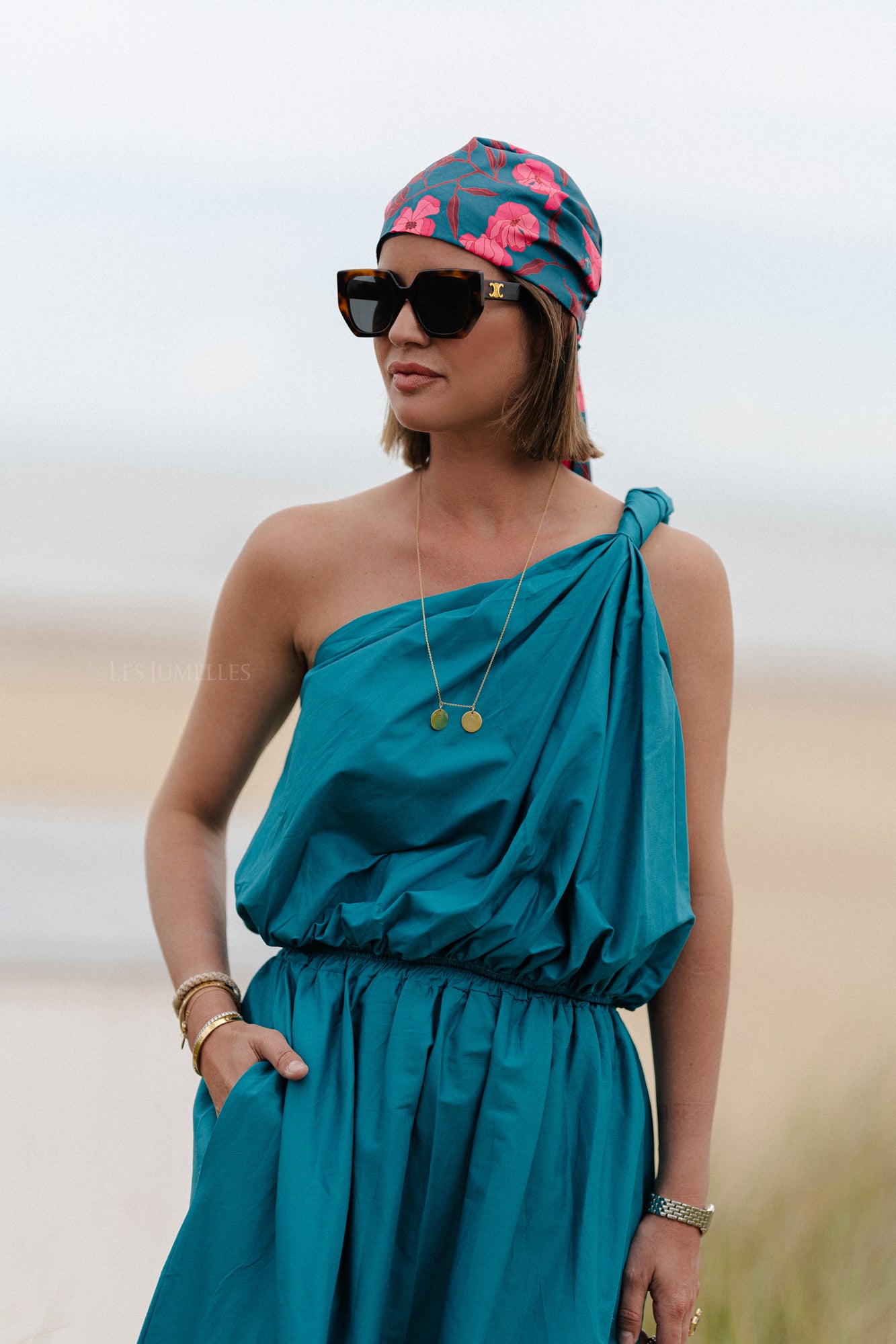Fran one shoulder top harbor blue