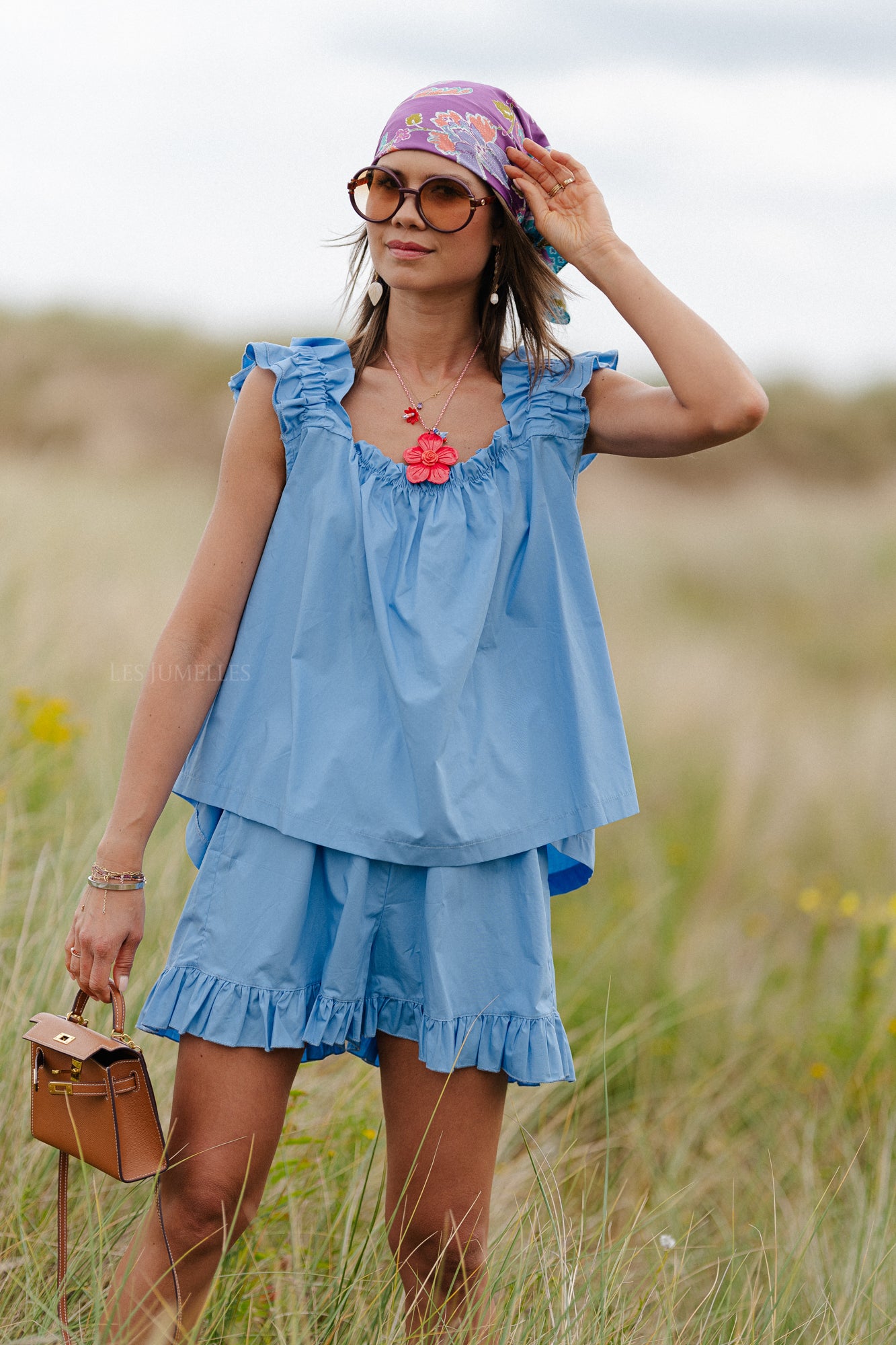 Coralie top blauw