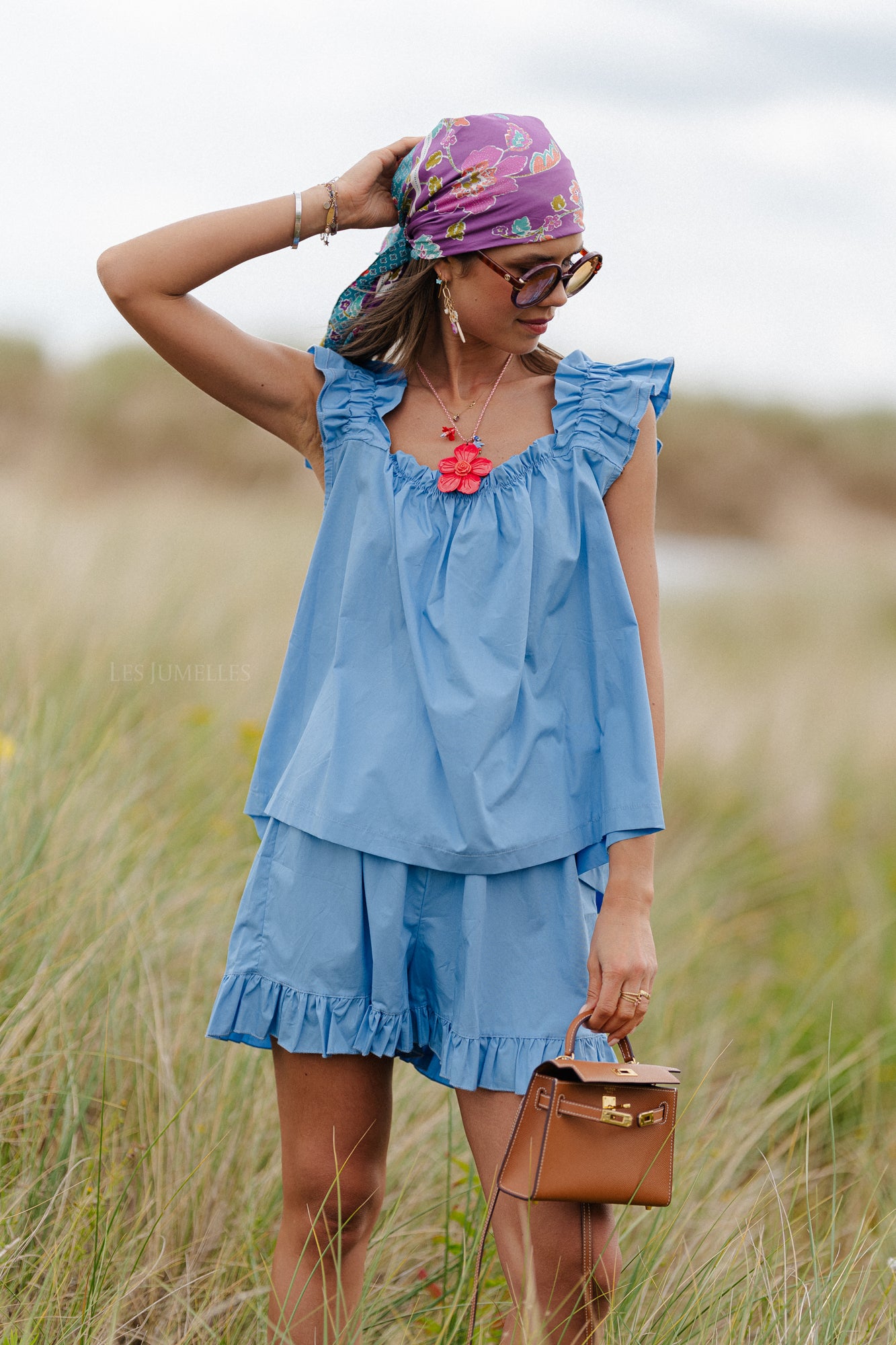 Coralie top blauw