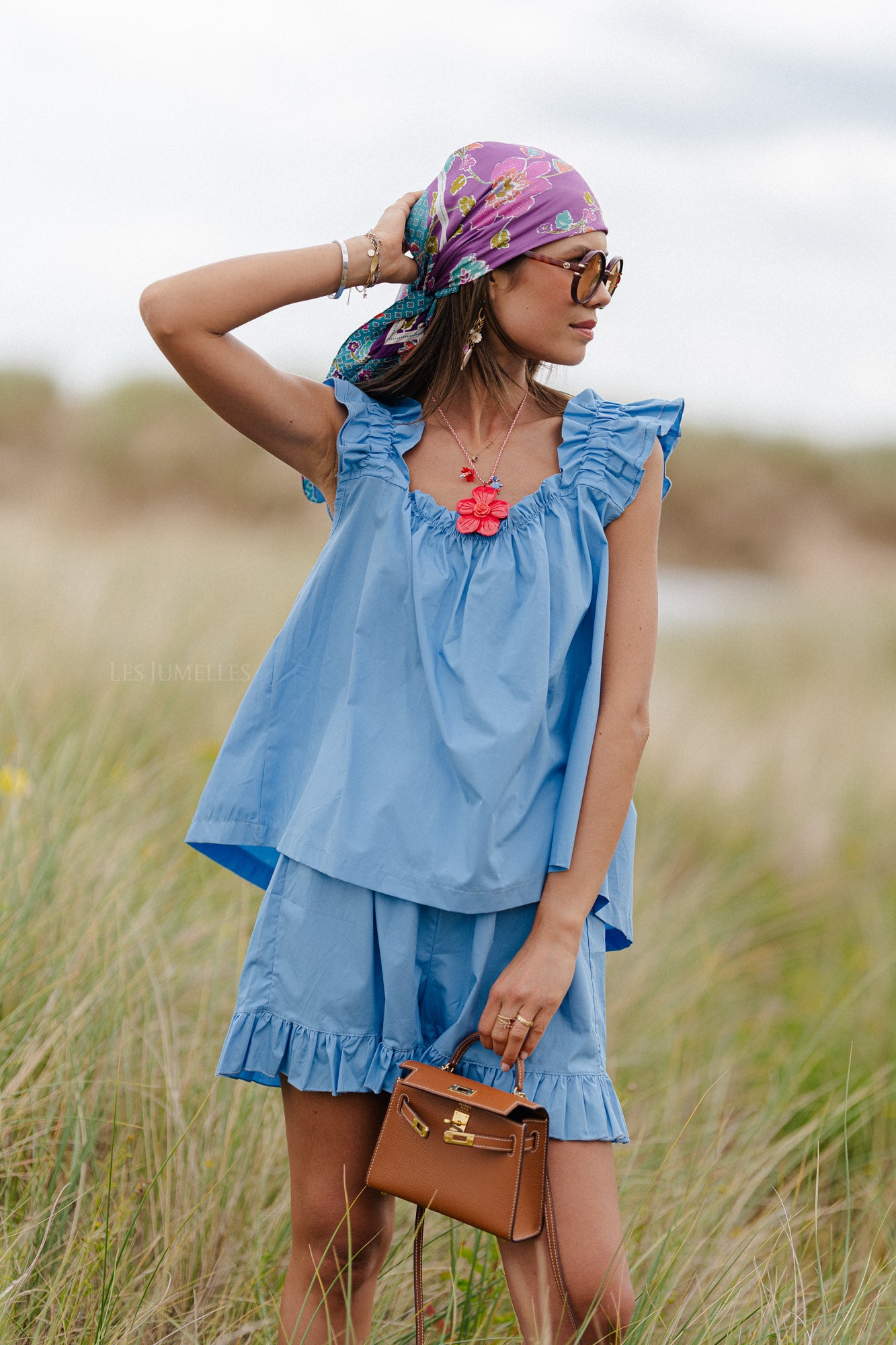 Coralie top blauw