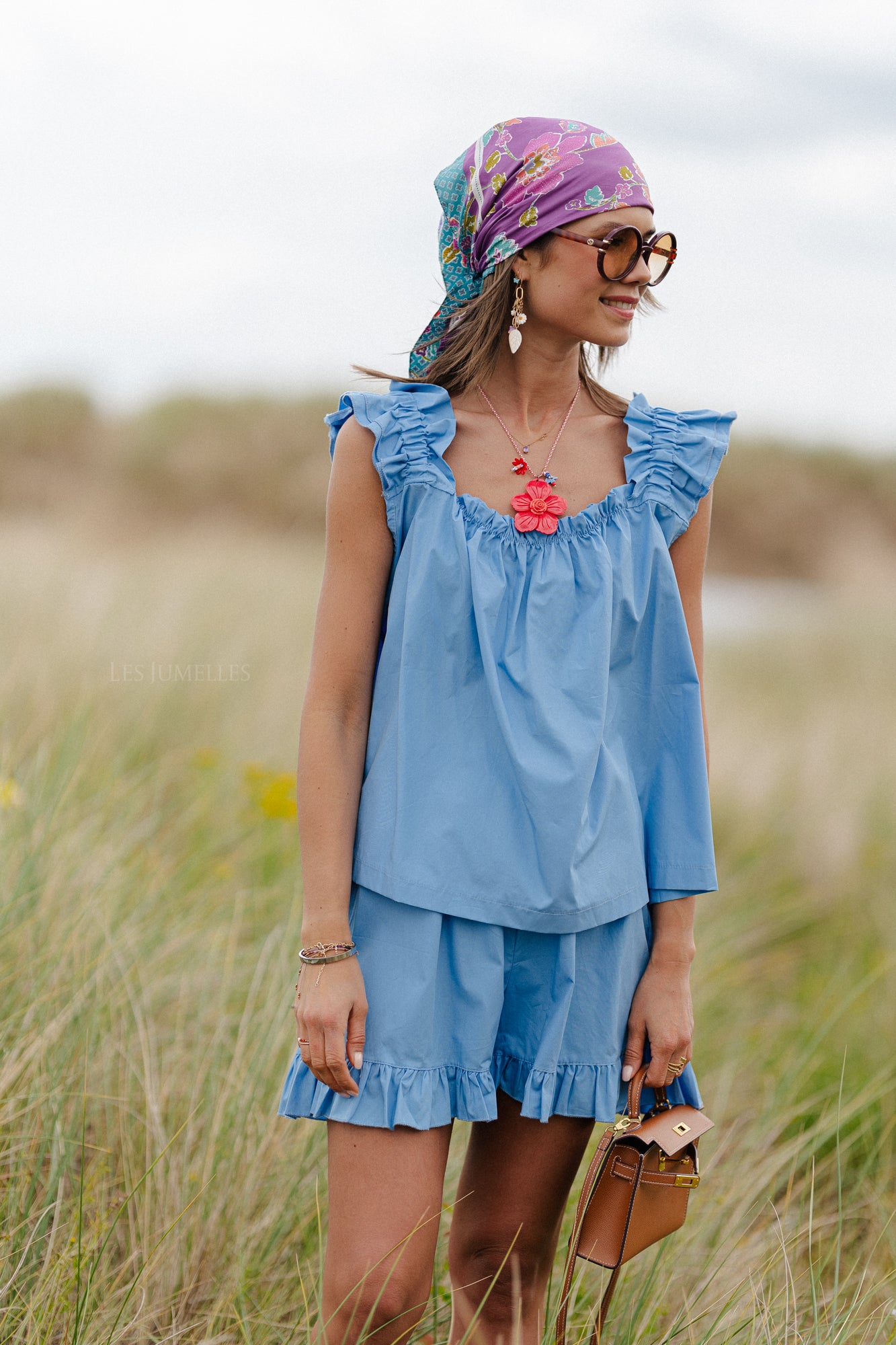 Coralie top blauw