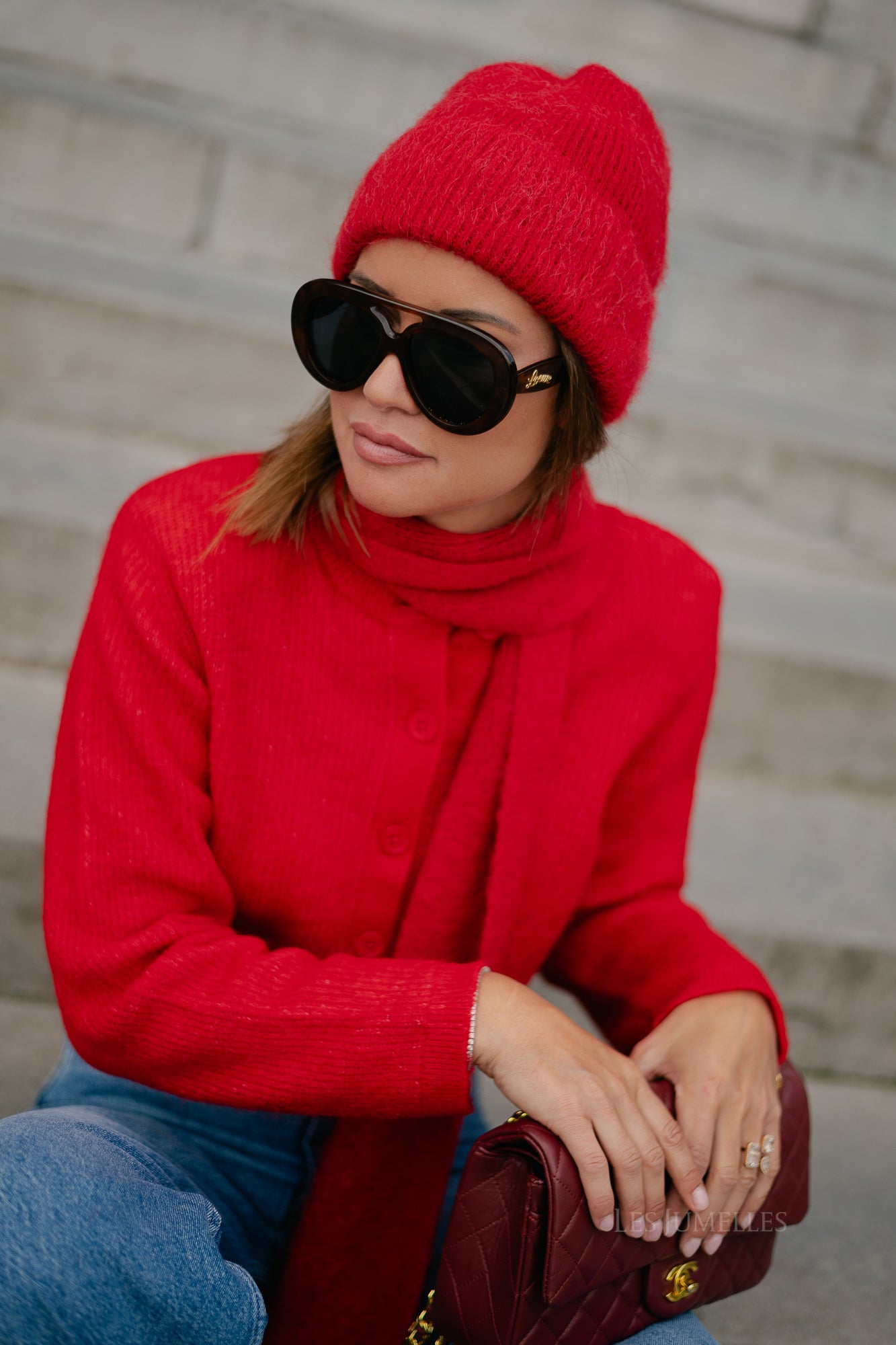 SLFFiona alpaca blend beanie equestrian red