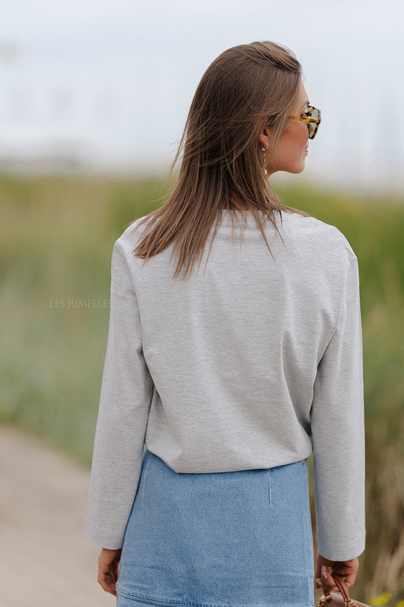 T-shirt boxy SLFEssential LS gris clair mélangé