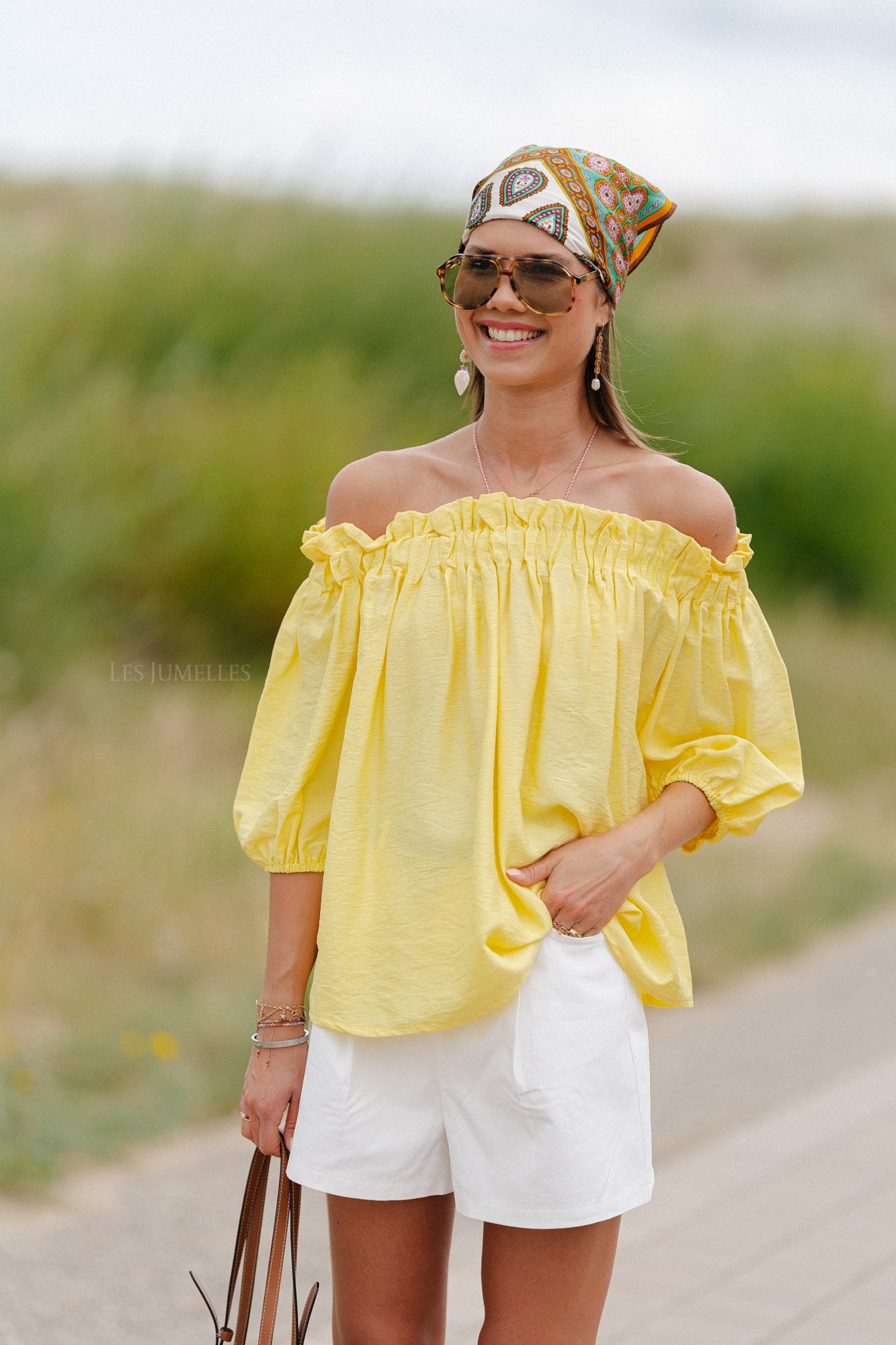 Anabel Off-Shoulder Bluse Gelb