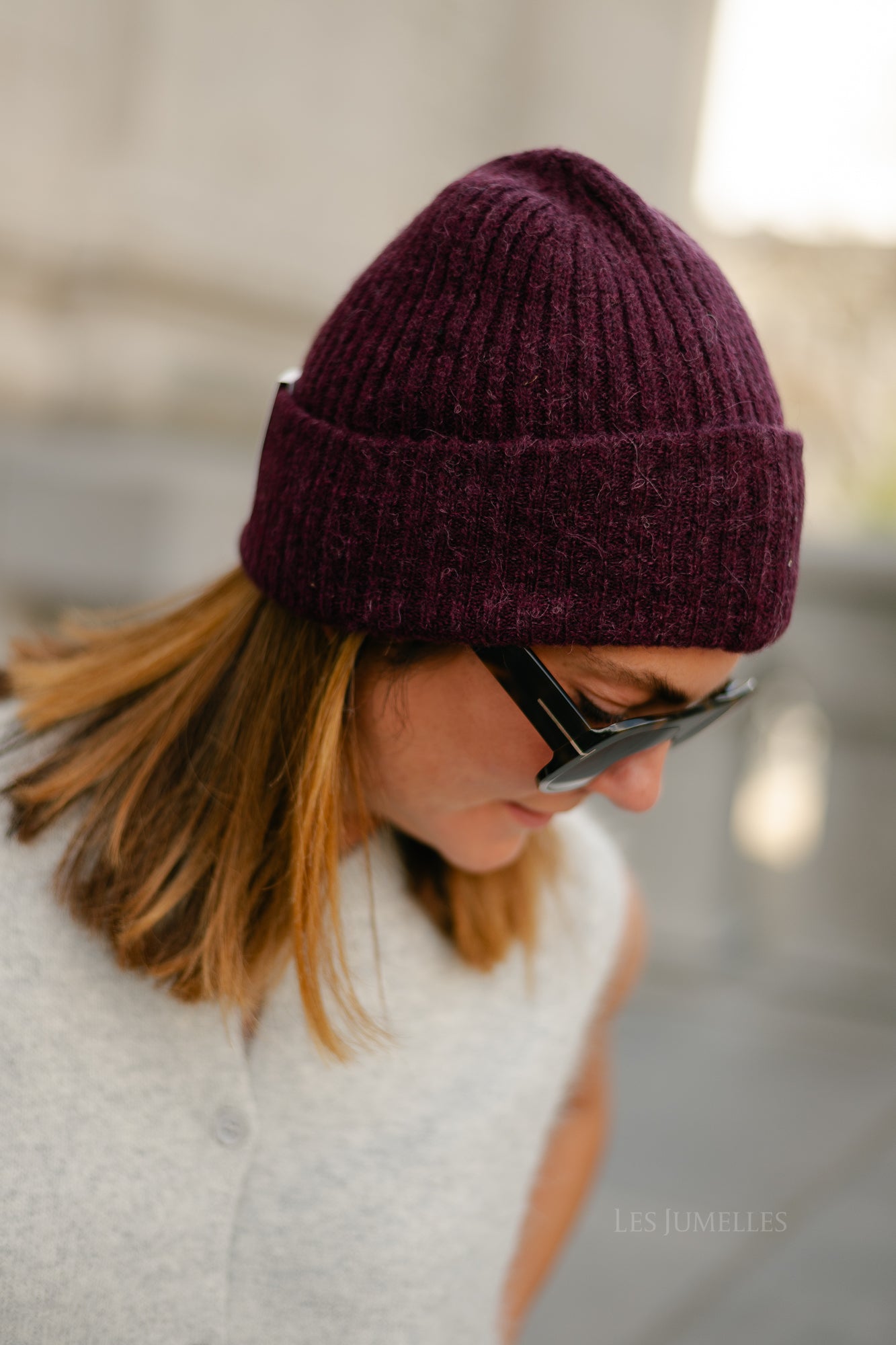 SLFLulu wool blend knit beanie fig melange