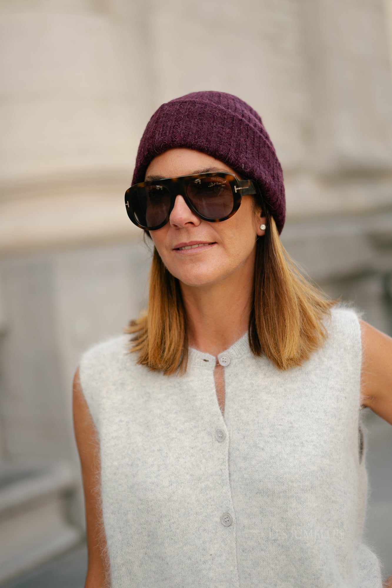 SLFLulu wool blend knit beanie fig melange