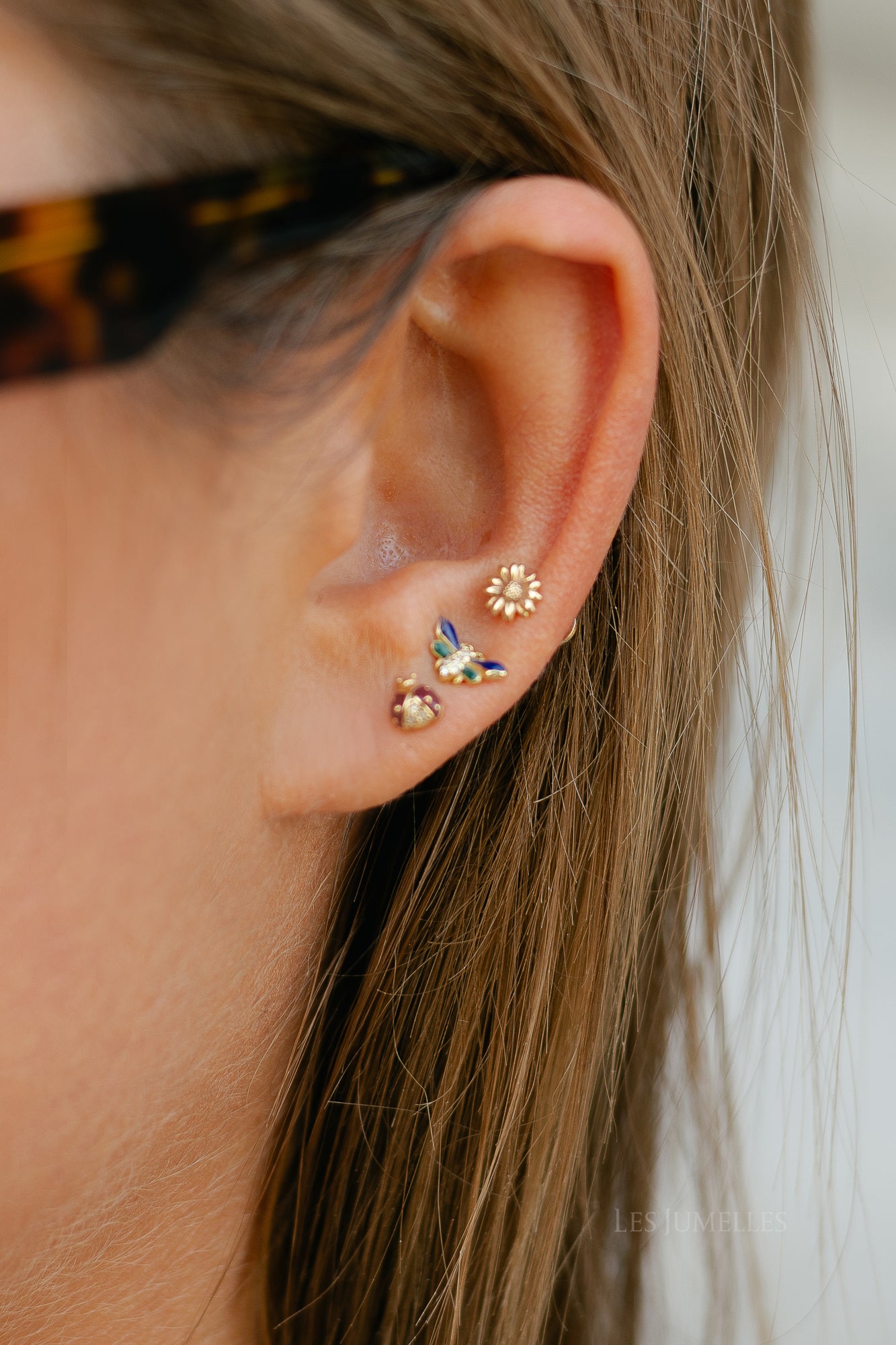 Single lady bug stud gold plated