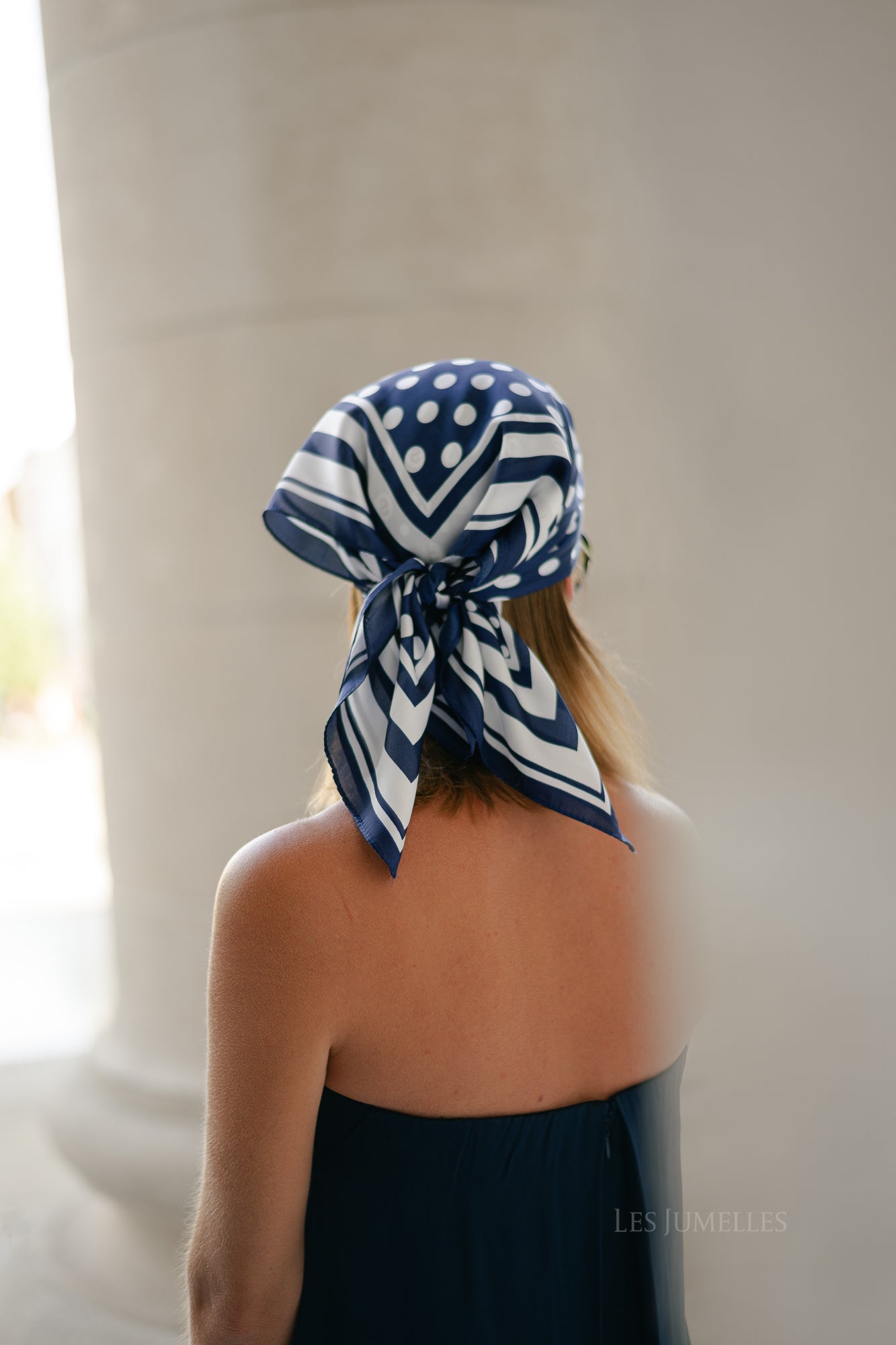 Polka dot scarf navy