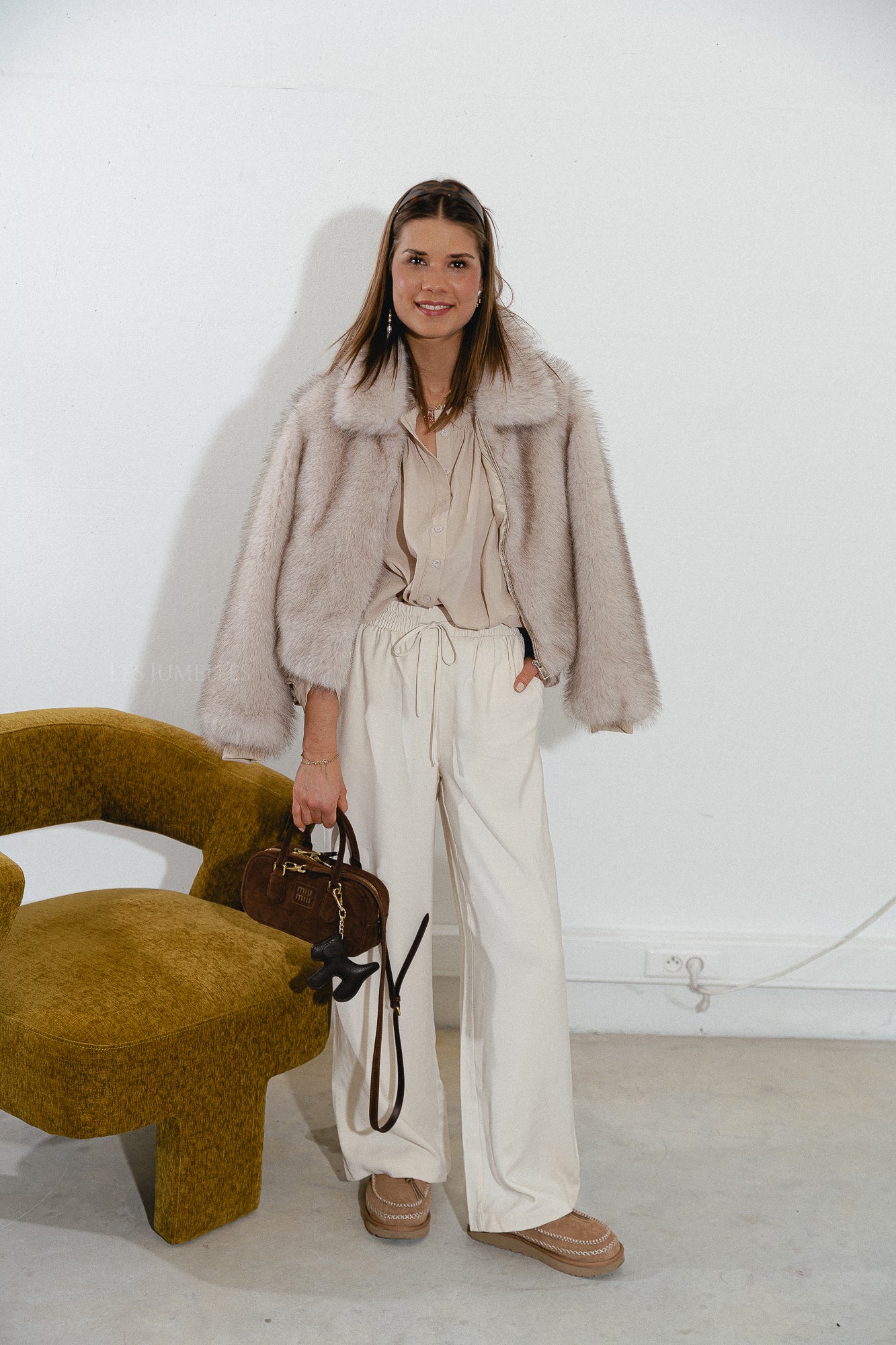 Grace faux fur coat beige