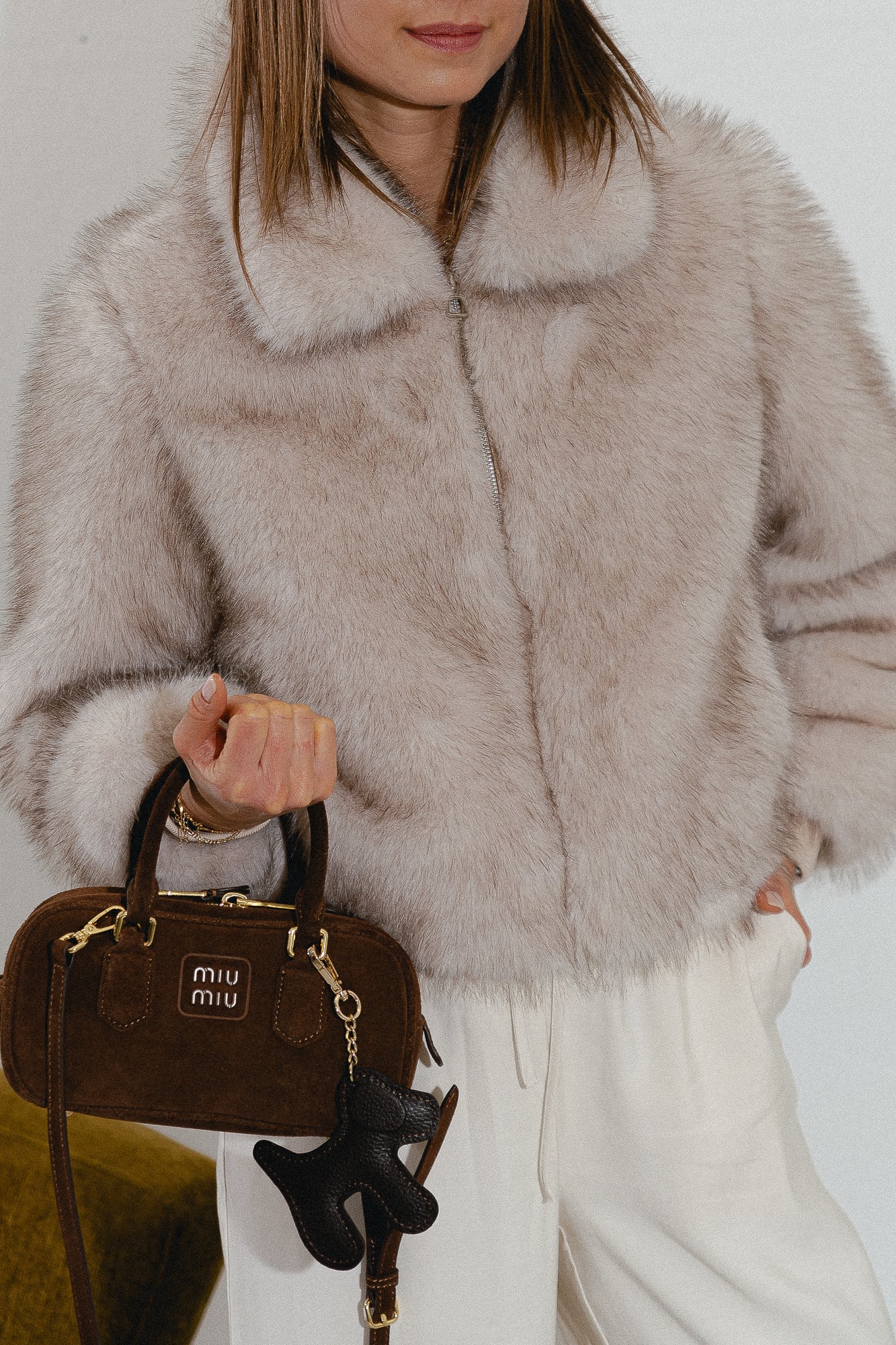 Grace faux fur coat beige