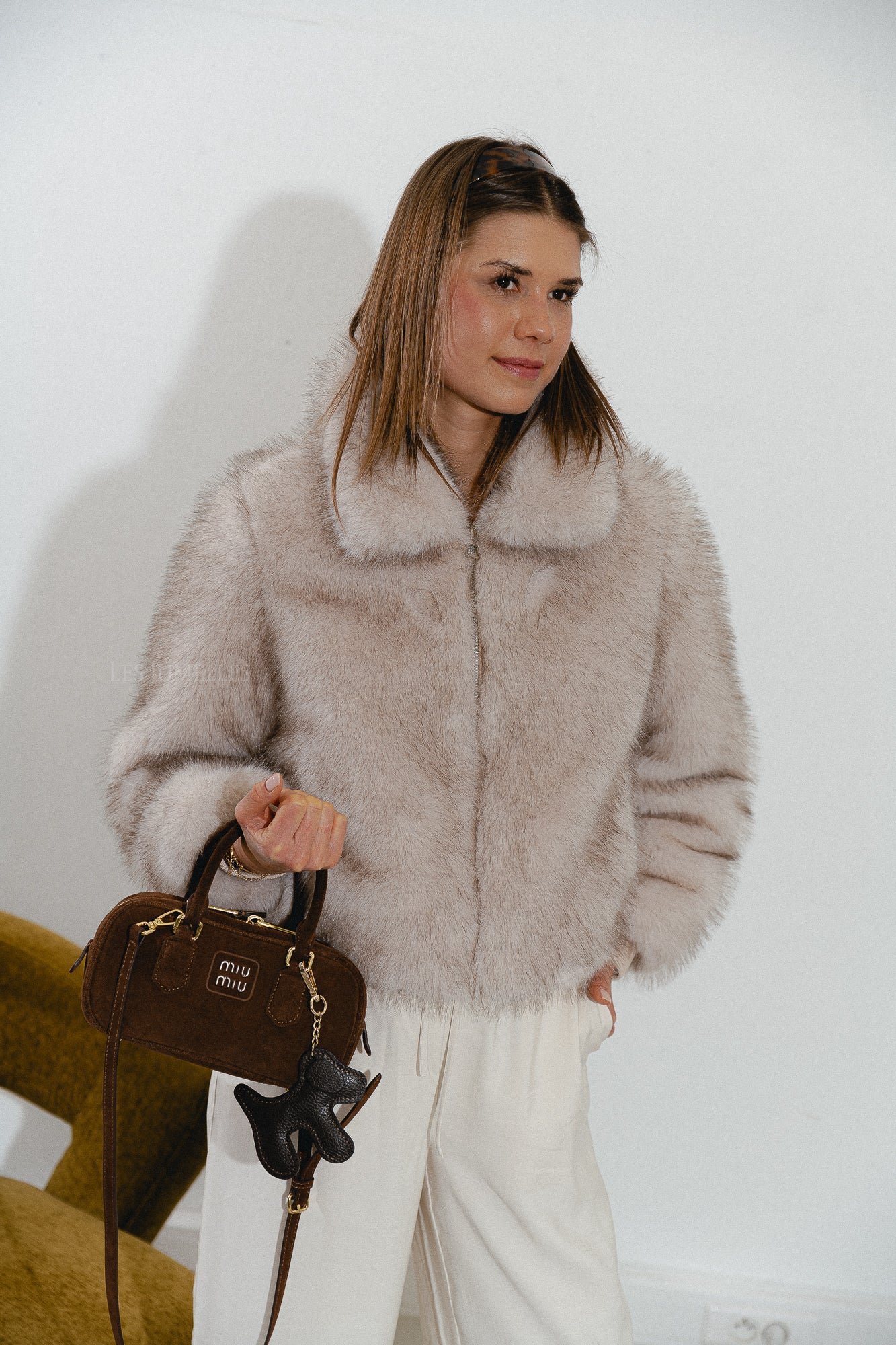 Grace faux fur coat beige