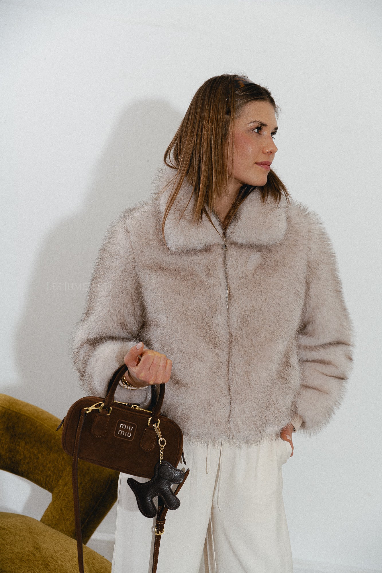 Grace faux fur coat beige