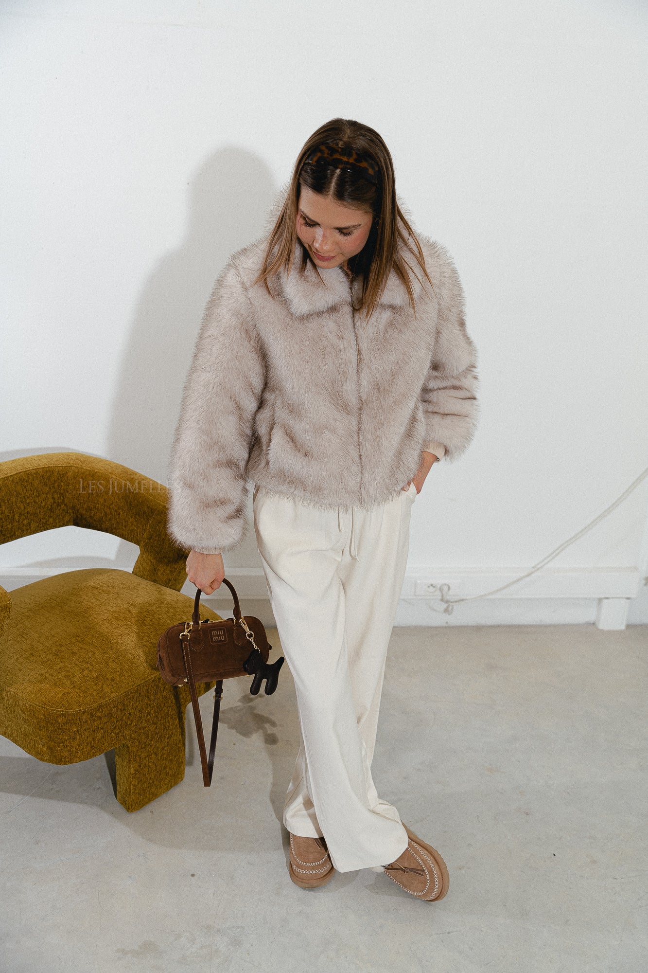 Grace faux fur coat beige