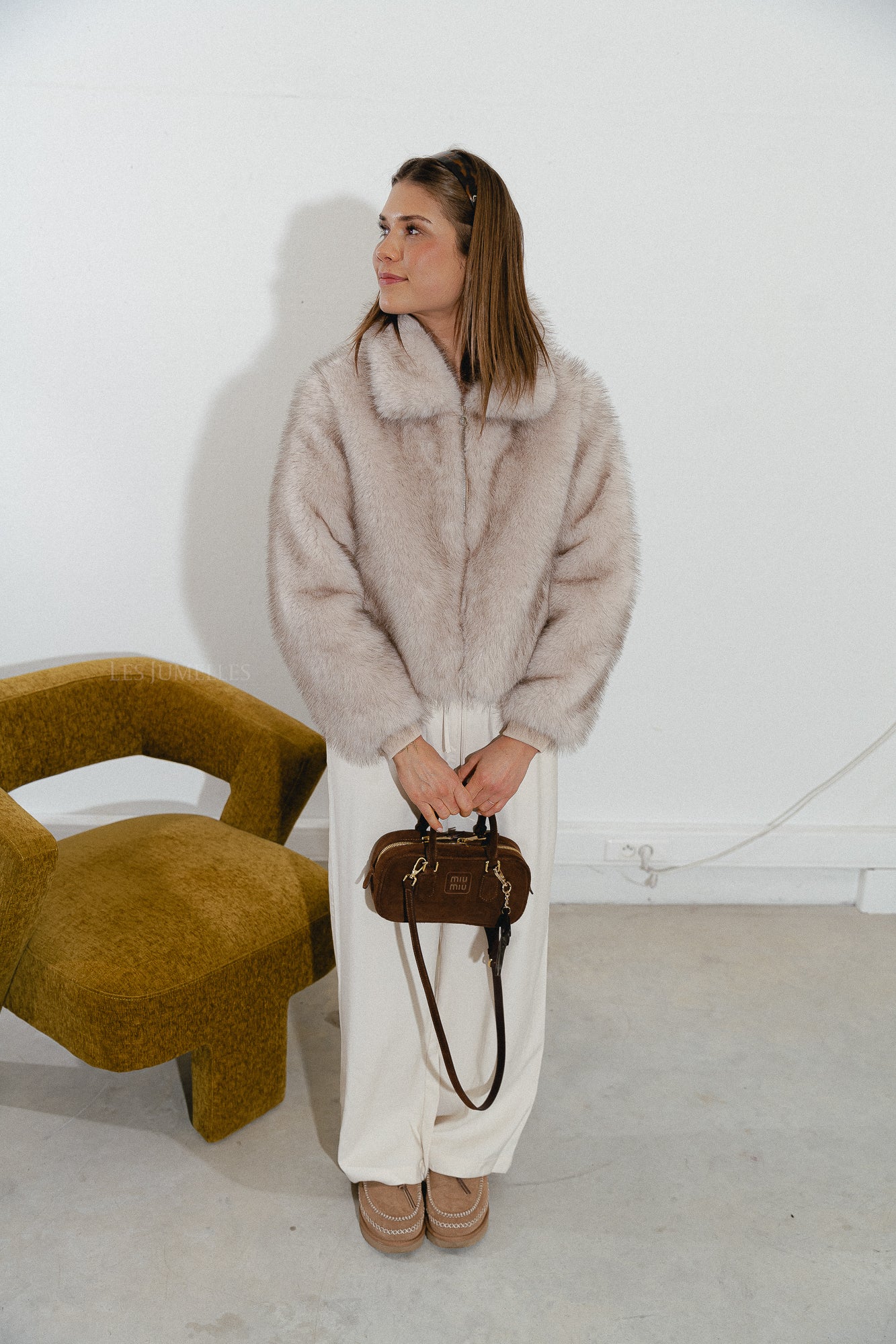 Grace faux fur coat beige