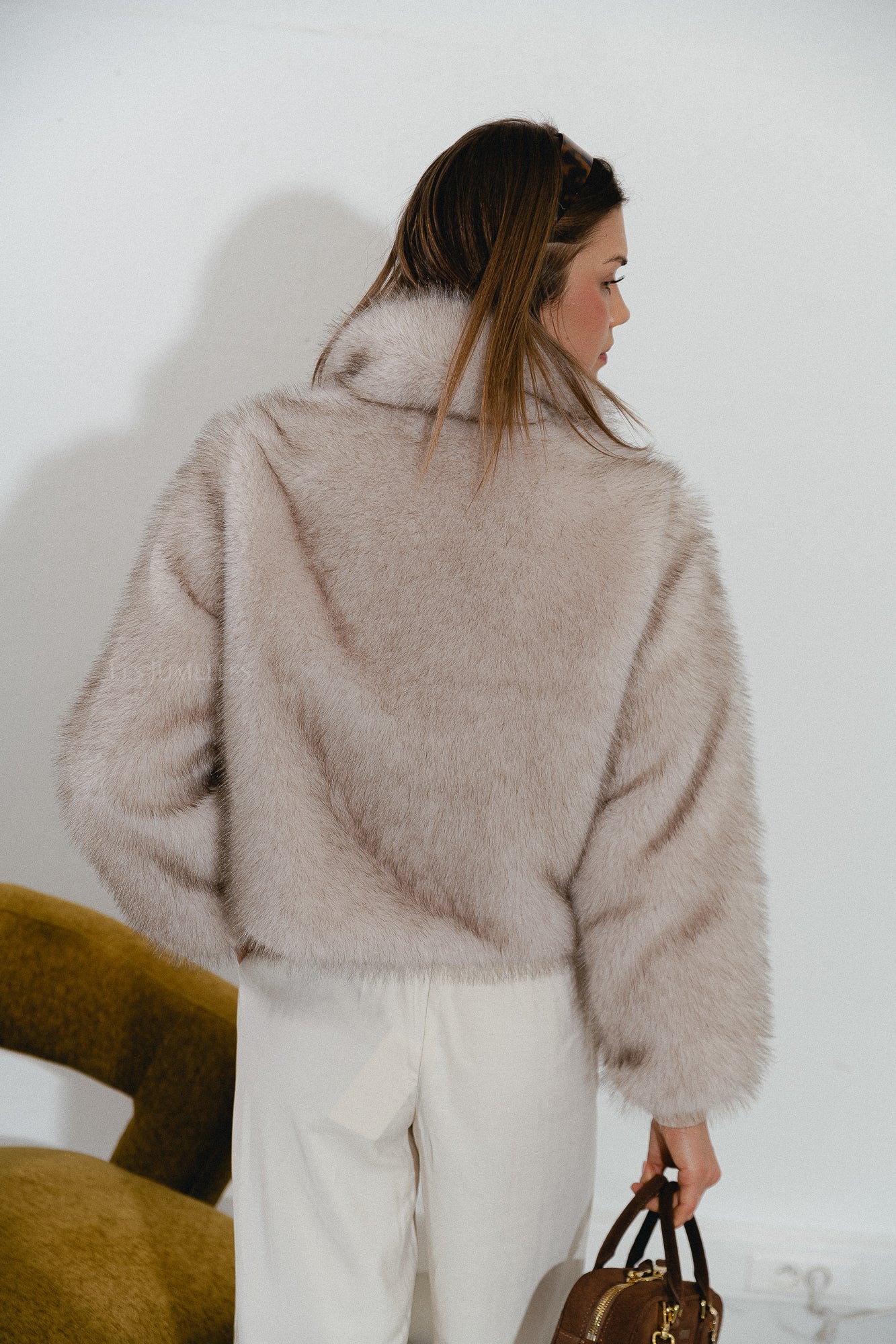 Grace faux fur coat beige