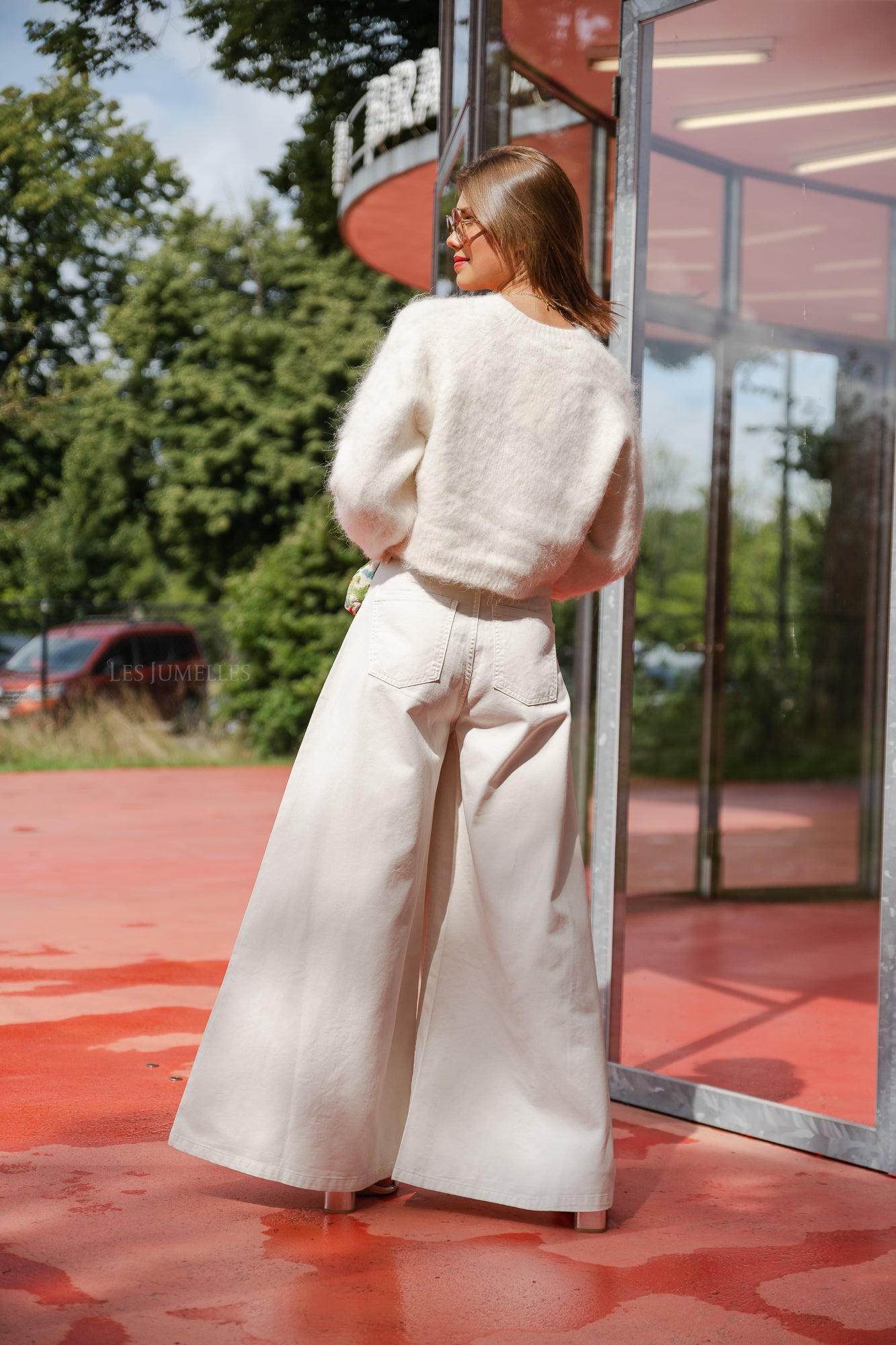 SafiGZ cropped zilverreiger met v-hals