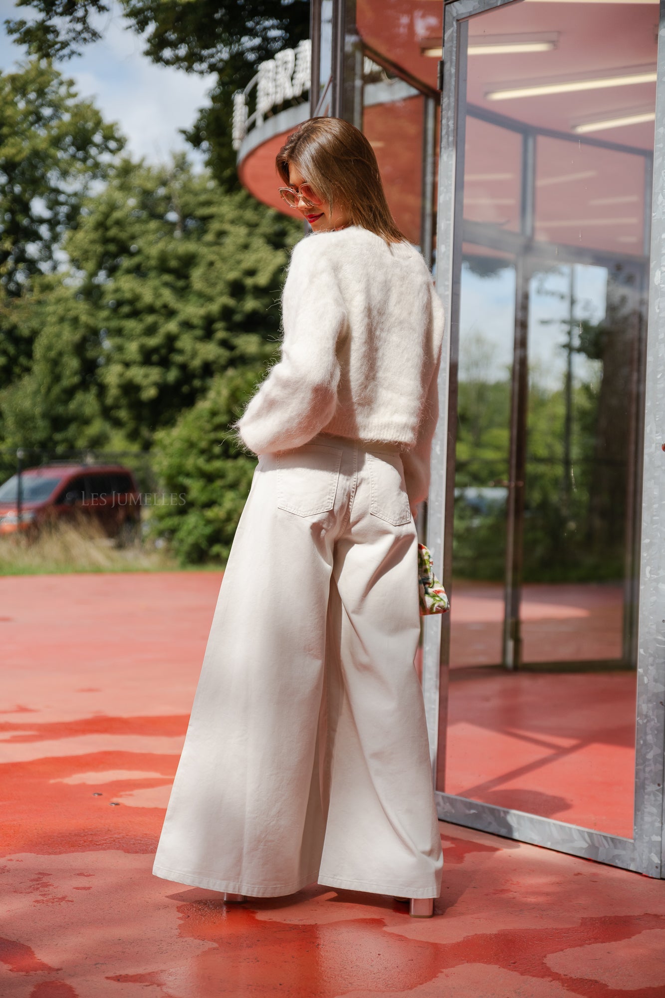 SafiGZ cropped zilverreiger met v-hals