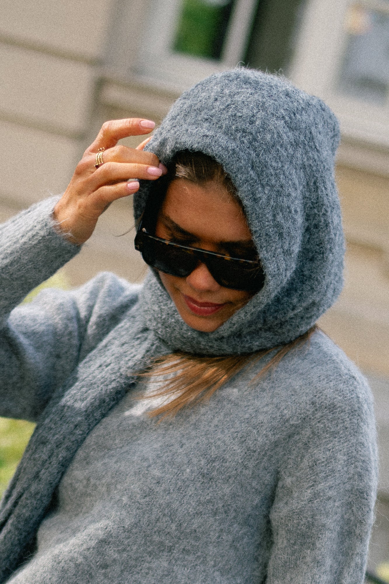 OBJMilu scarf knit balaclava medium grey melange