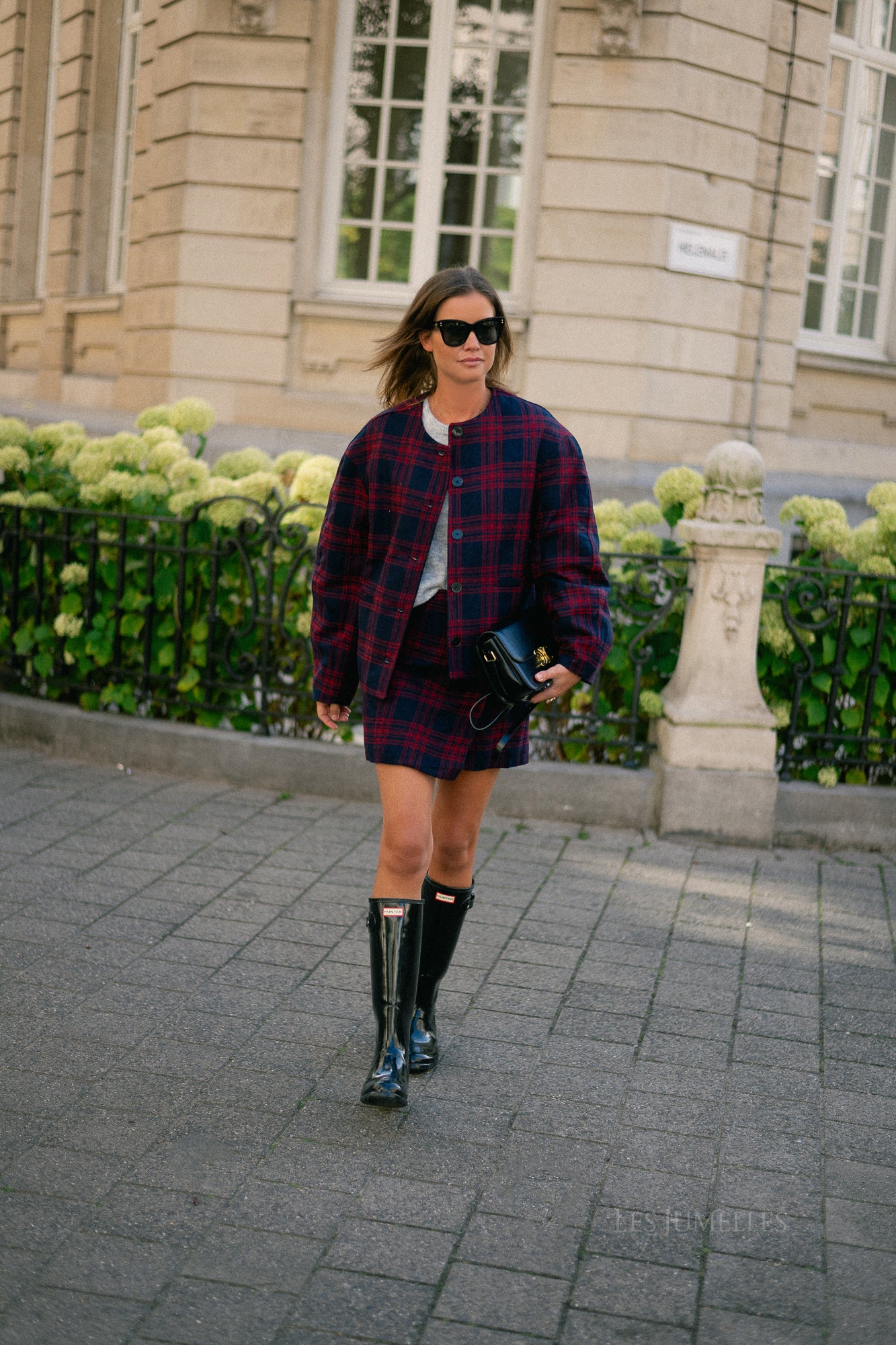 Aino wool jacket blue and red check