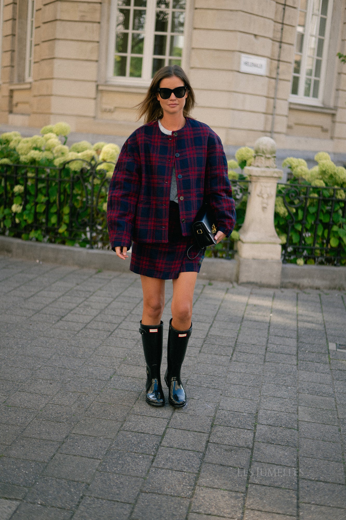 Aino wool jacket blue and red check