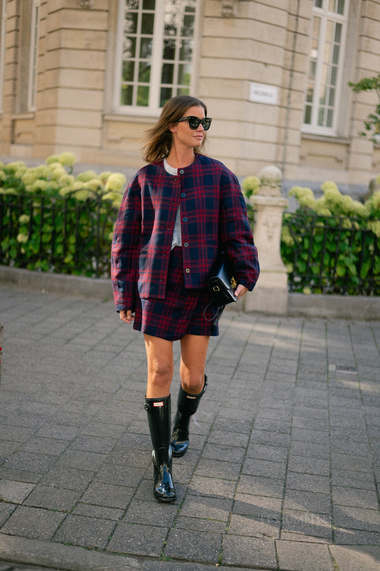 Simay wool skirt blue and red check