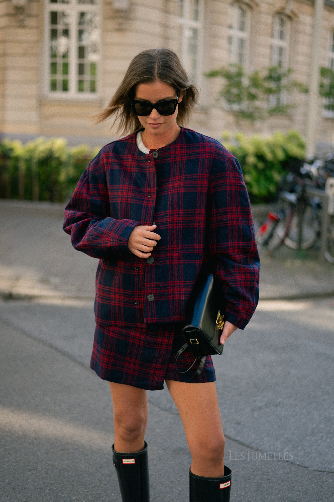 Aino wool jacket blue and red check