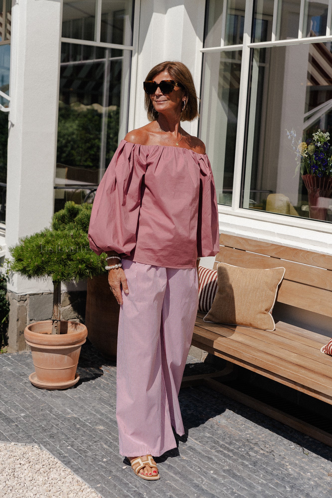 Pantalon rayé Sienna rouge