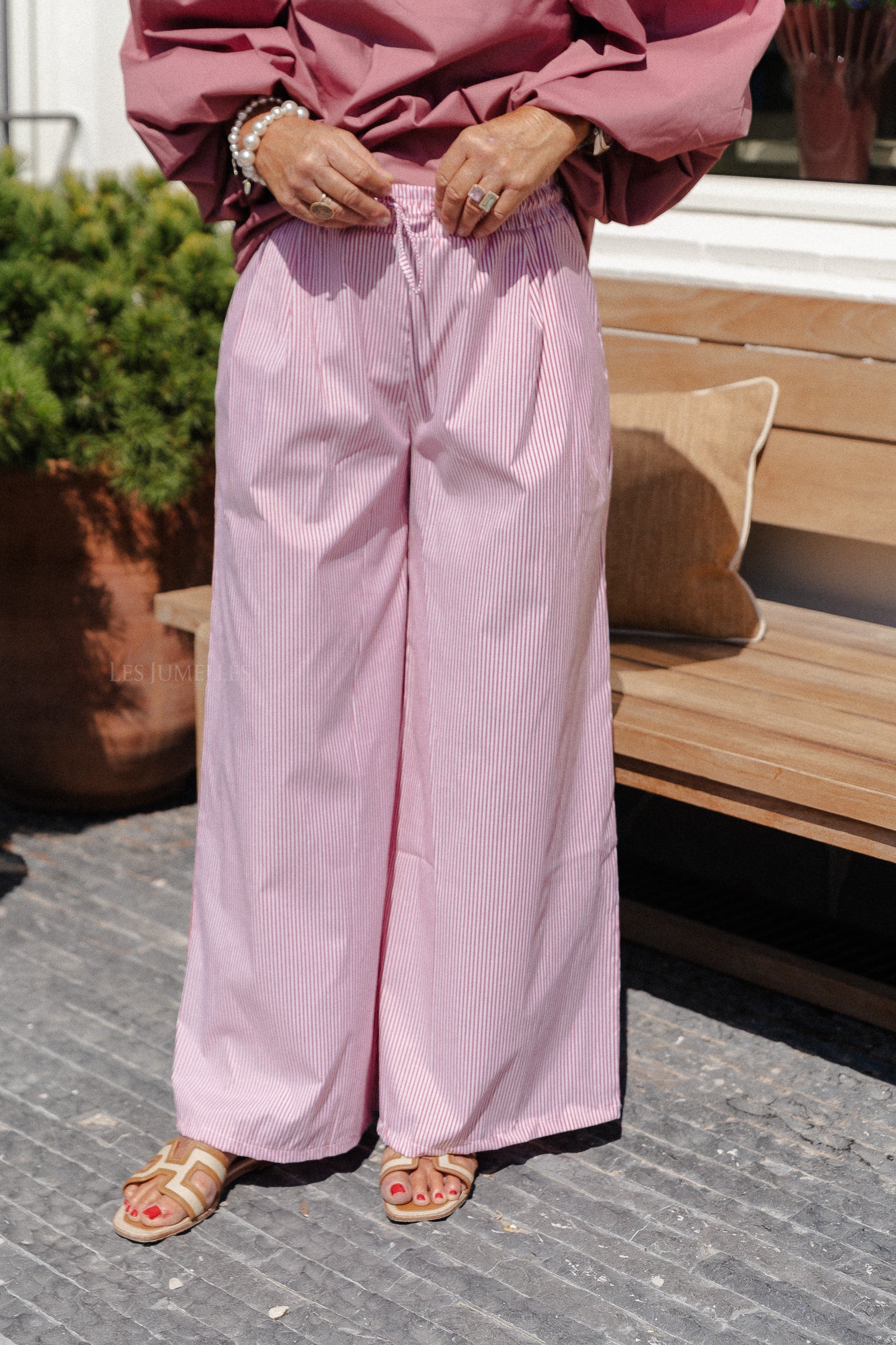 Pantalon rayé Sienna rouge