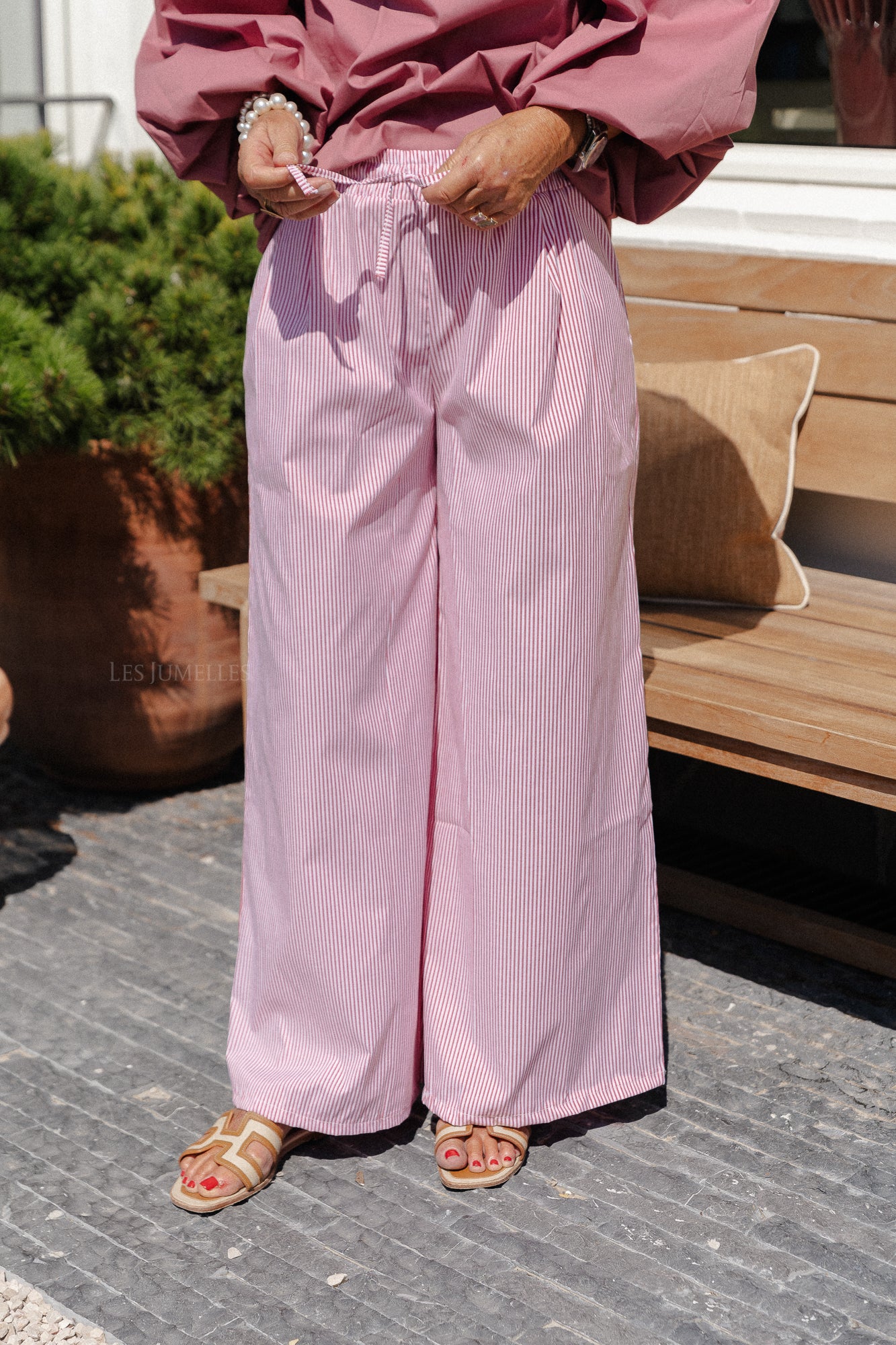 Pantalon rayé Sienna rouge