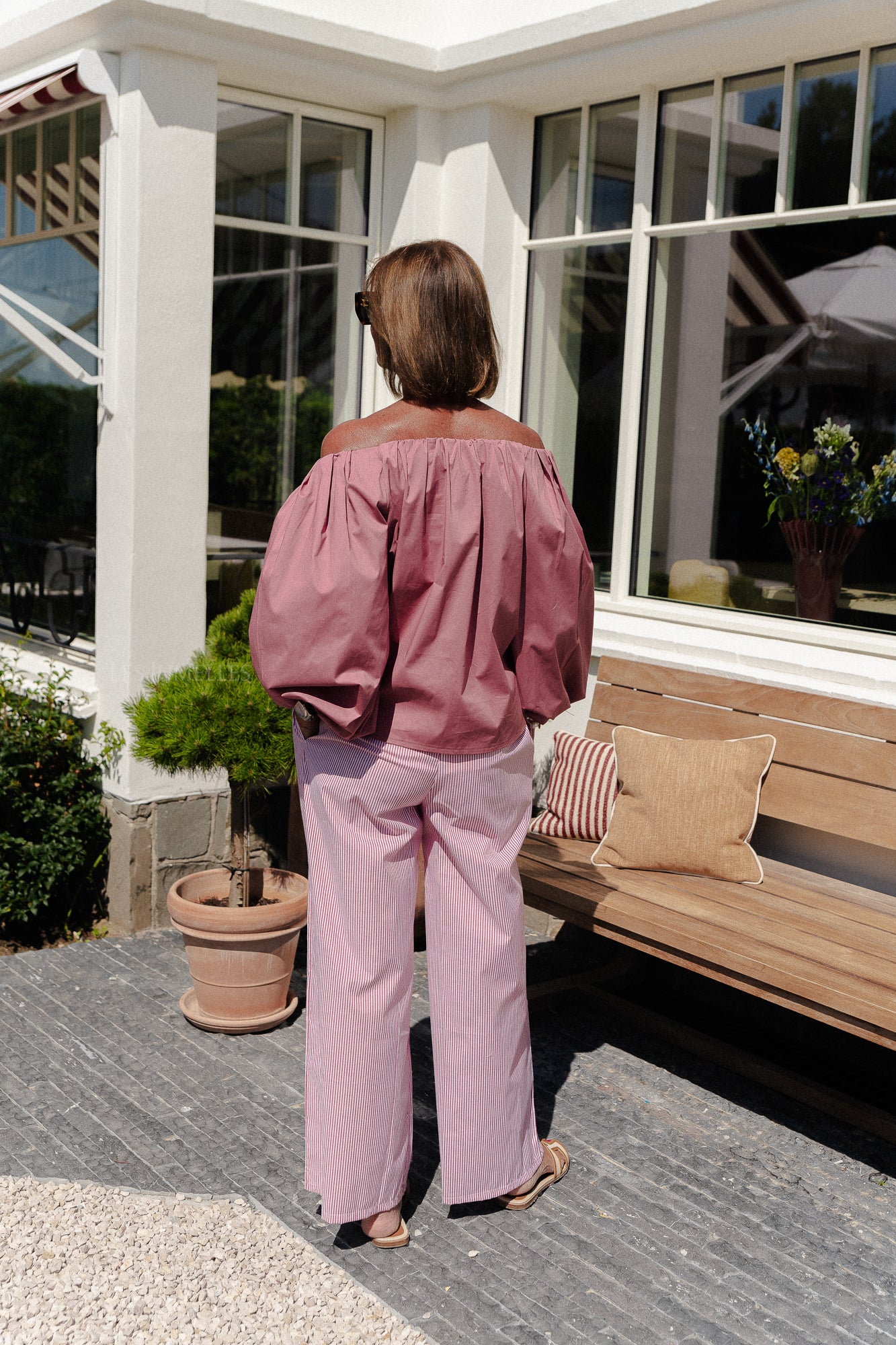 Pantalon rayé Sienna rouge