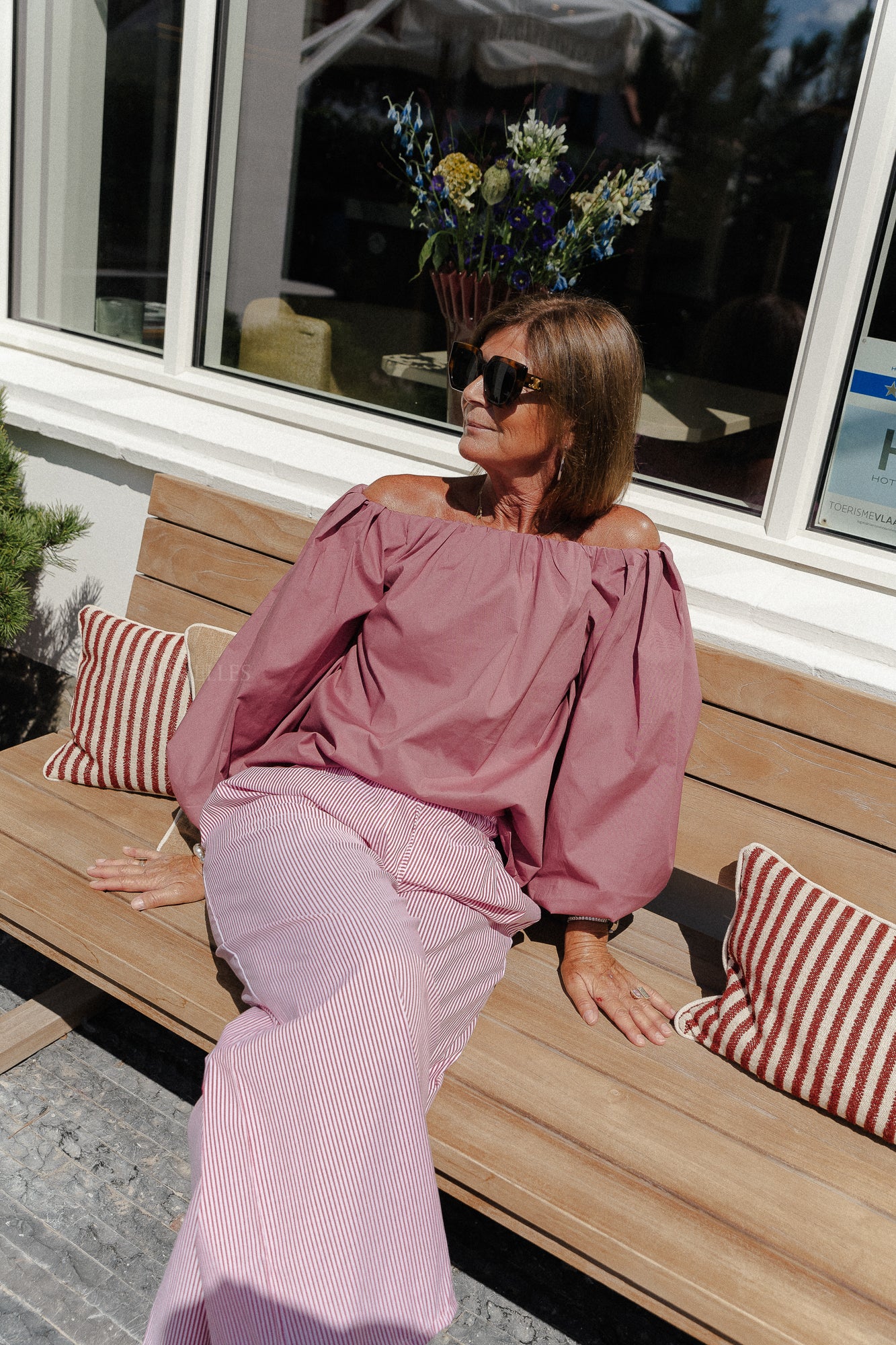 Pantalon rayé Sienna rouge