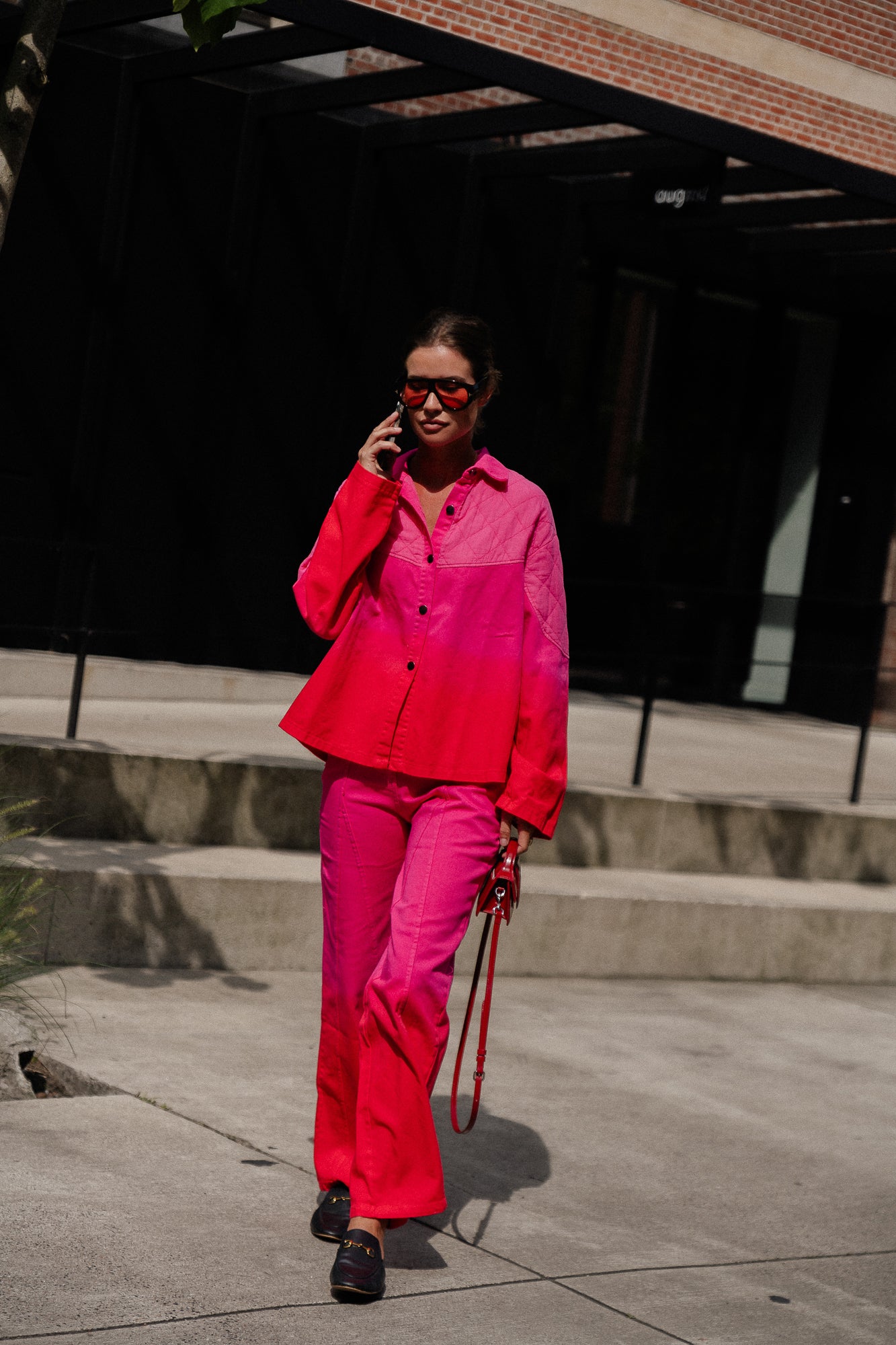 Kate tie-dye wijde broek roze/rood