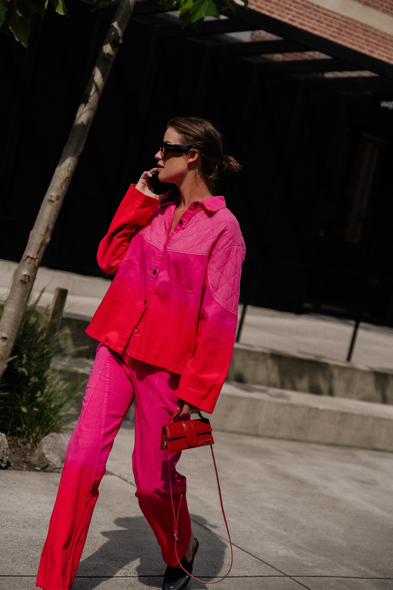Kate tie-dye wijde broek roze/rood