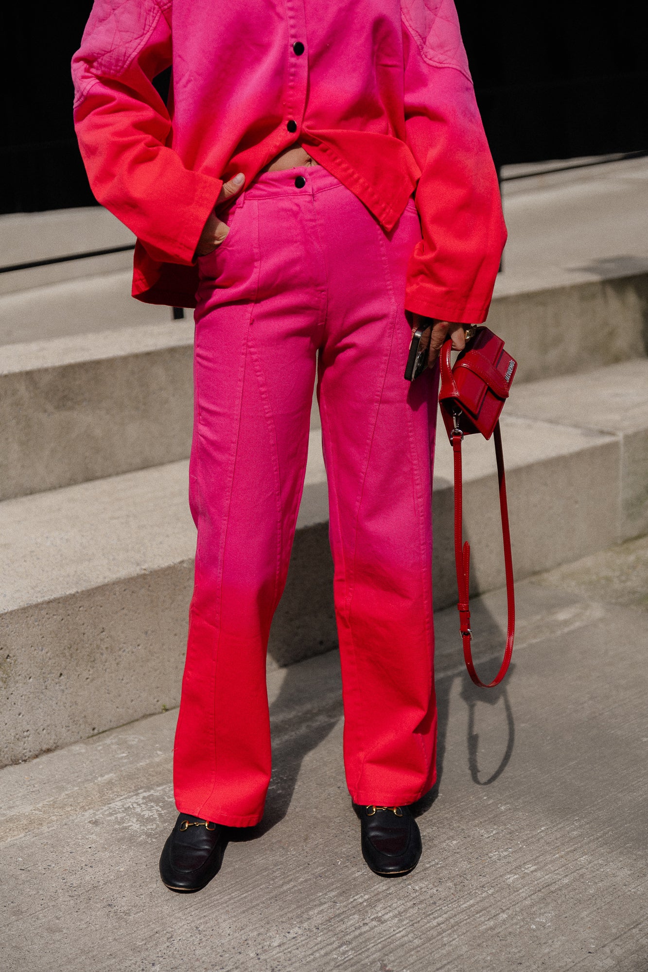 Kate tie-dye wijde broek roze/rood