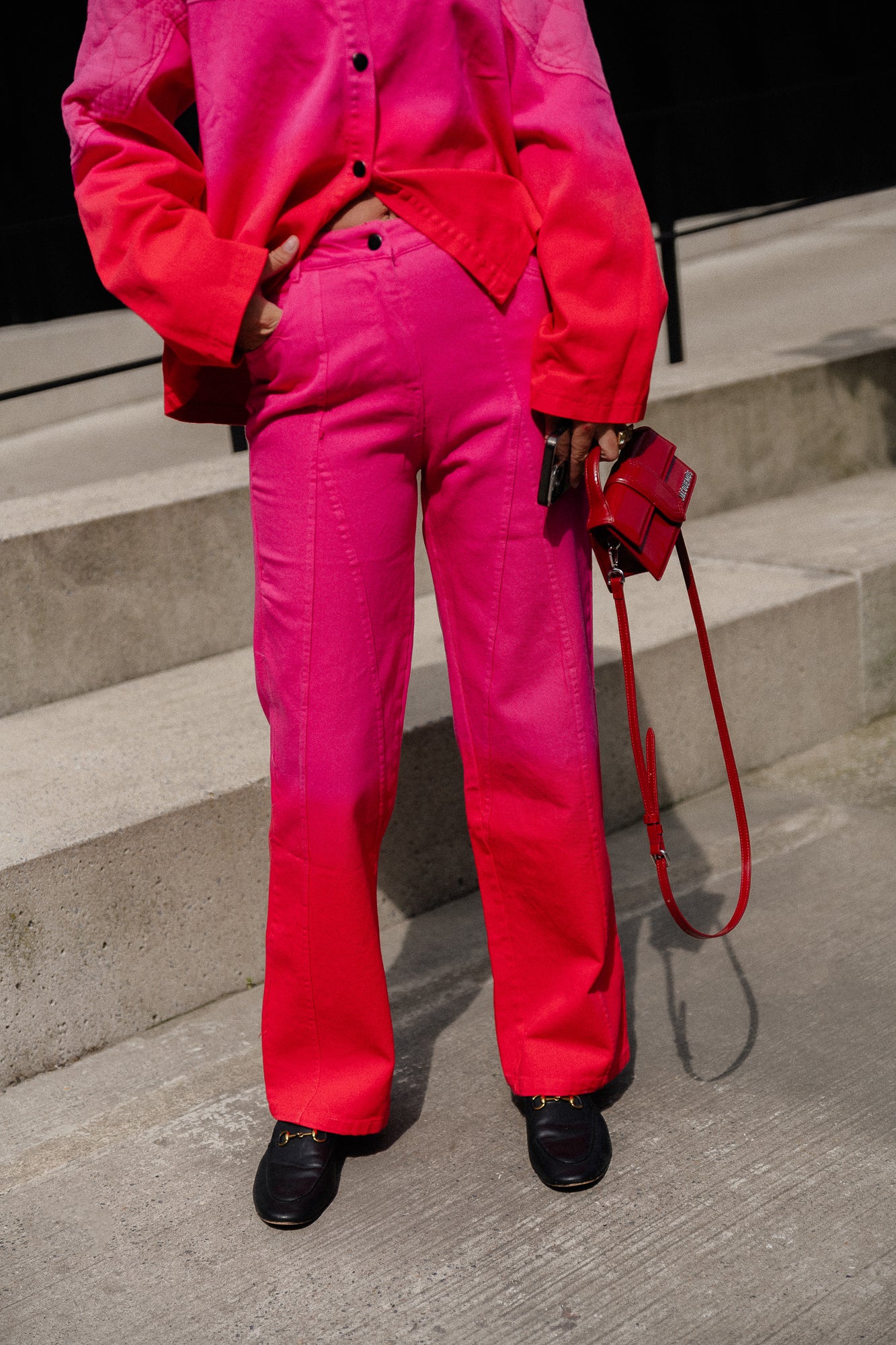 Kate tie-dye wijde broek roze/rood