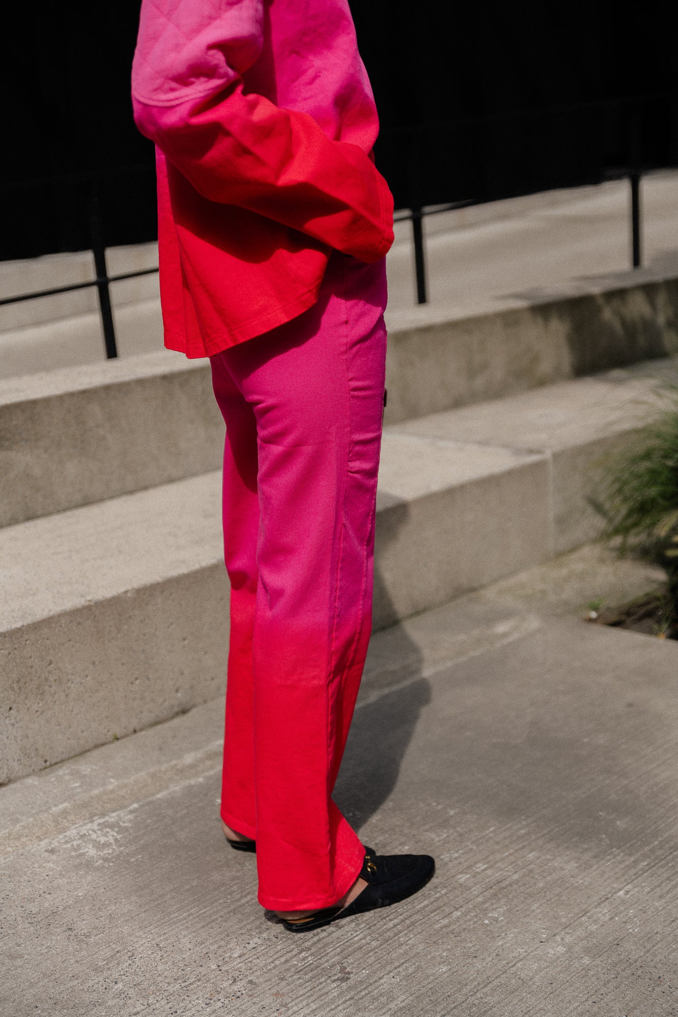Kate tie-dye wijde broek roze/rood