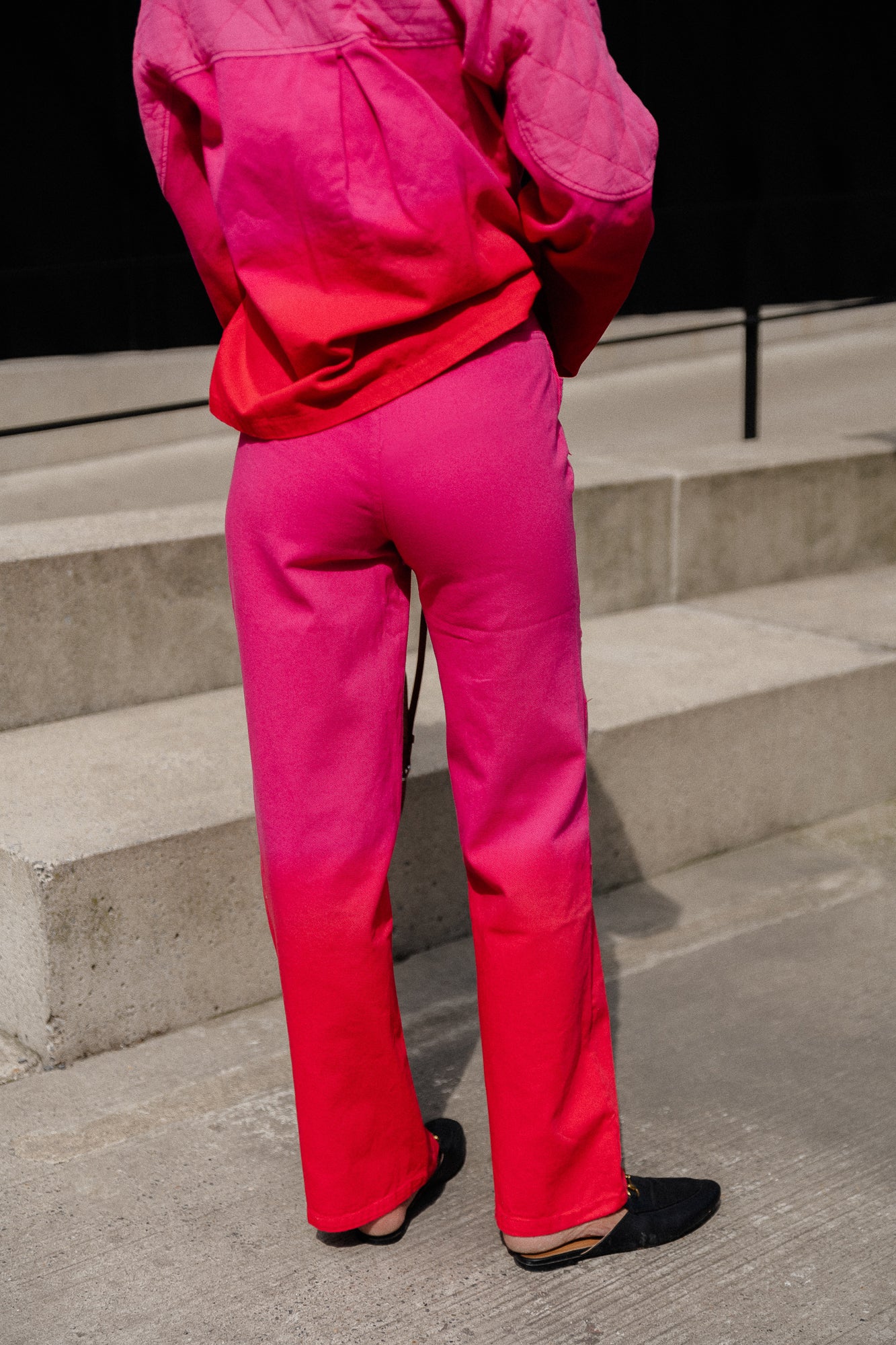 Kate tie-dye wijde broek roze/rood