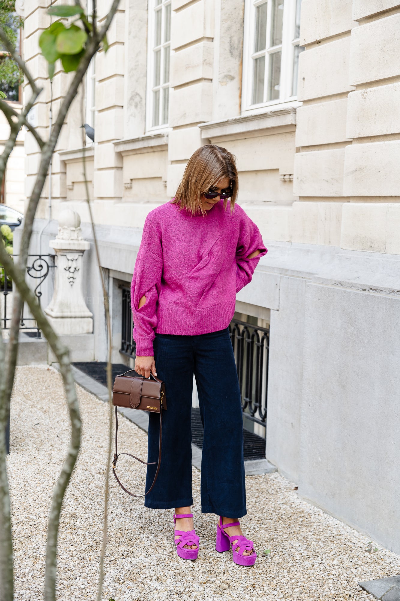 Pull en maille Yaslexu ls rose violet