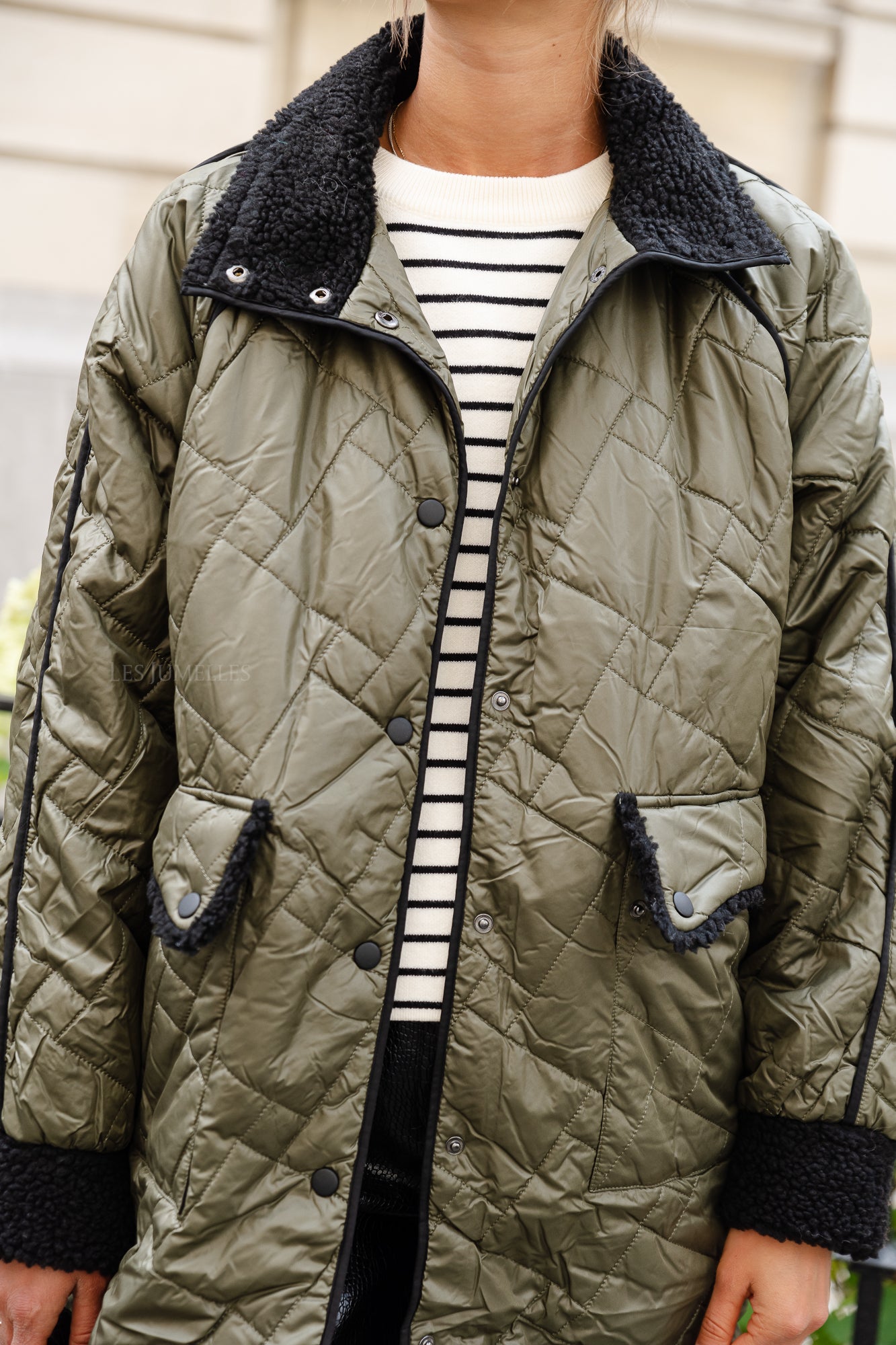 Yaskatly Steppjacke, Khaki/Schwarz