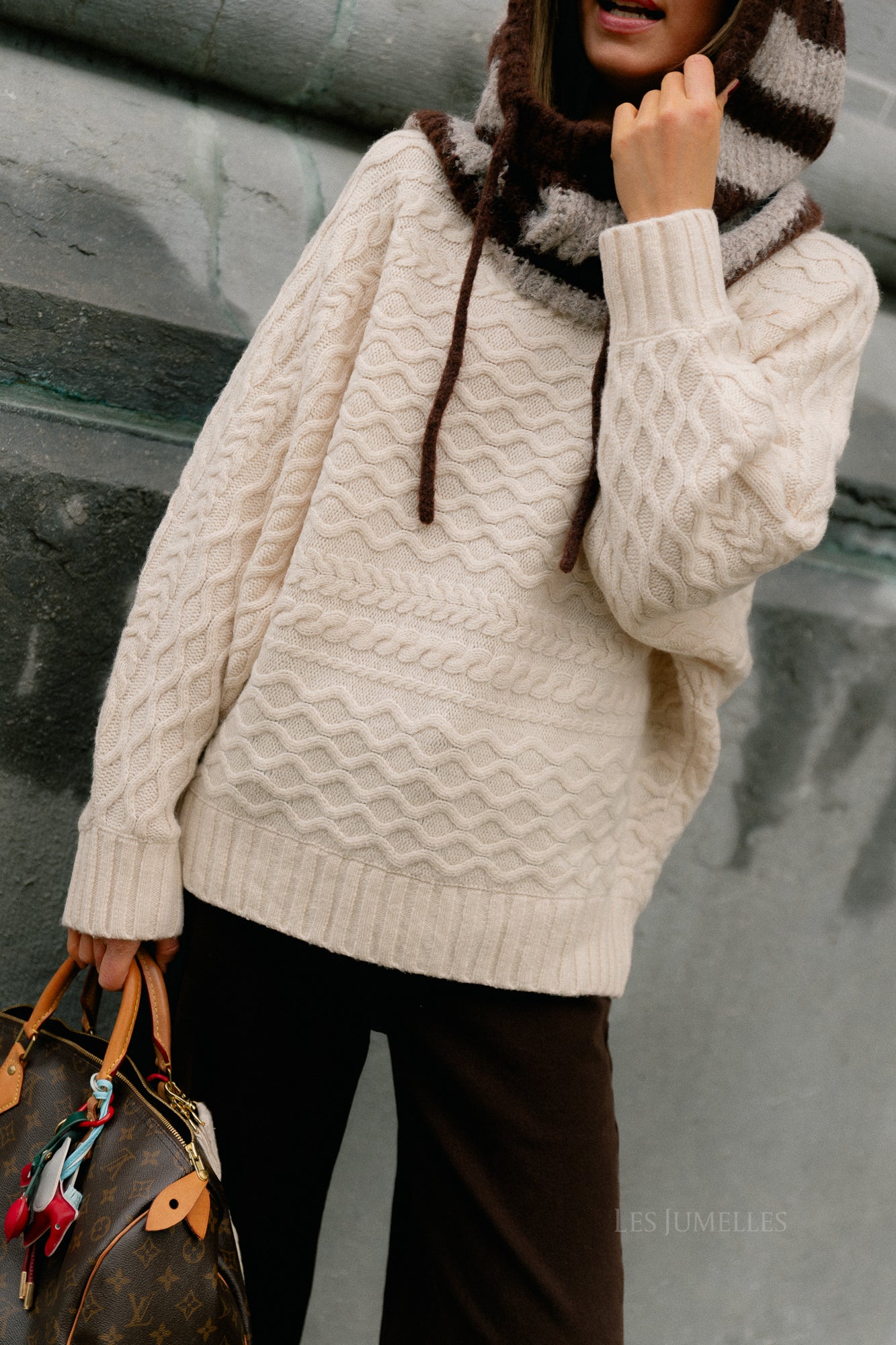 SLFNelly LS cable batsleeve knit birch