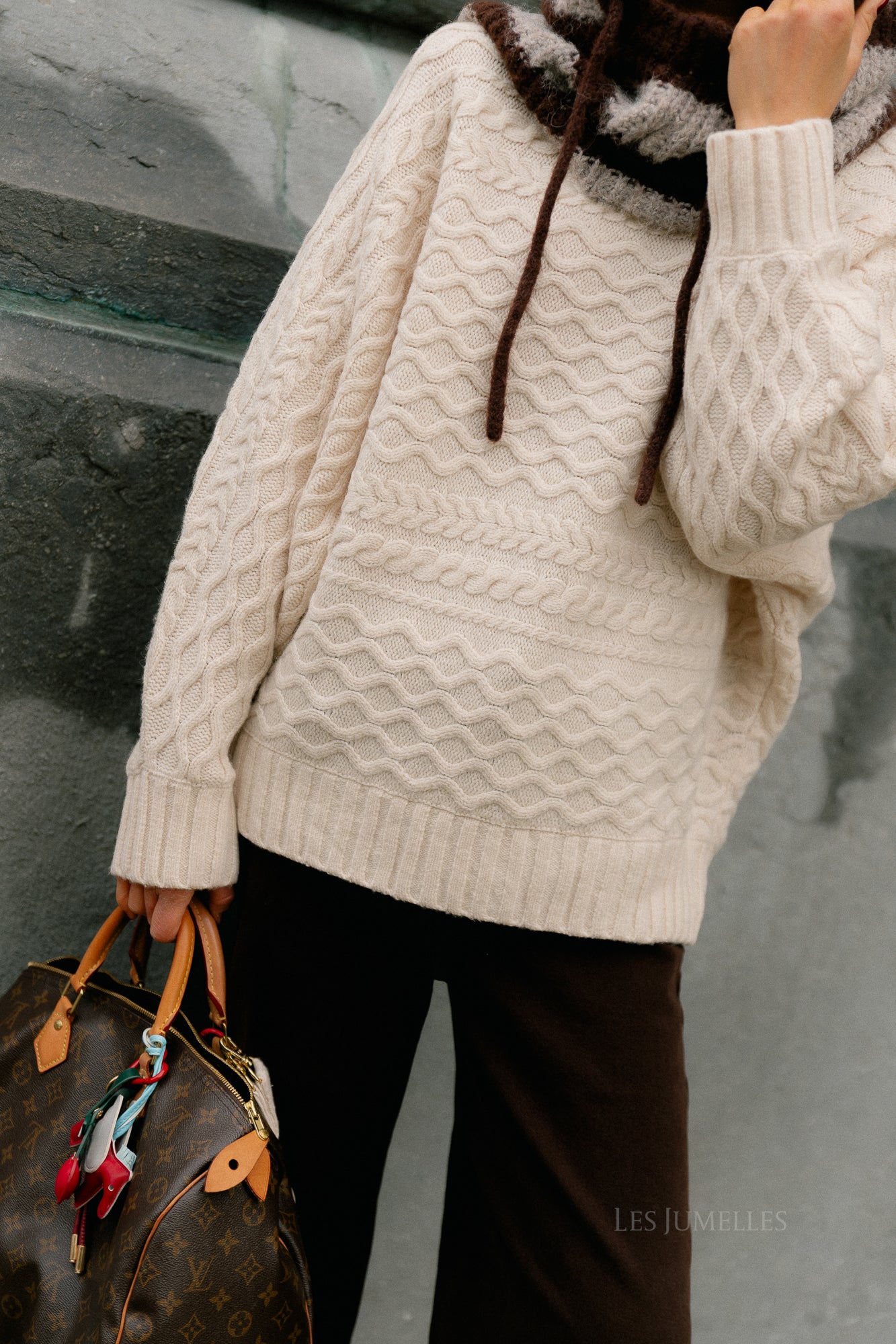 SLFNelly LS cable batsleeve knit birch