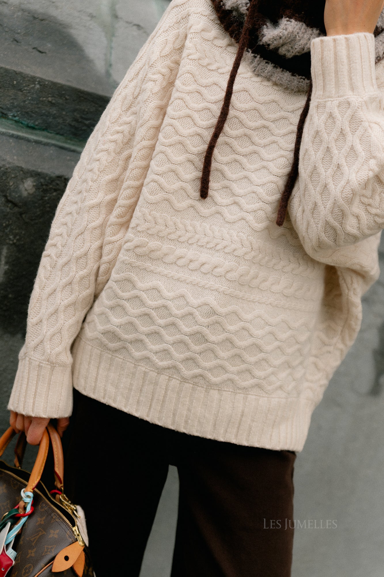 SLFNelly LS cable batsleeve knit birch