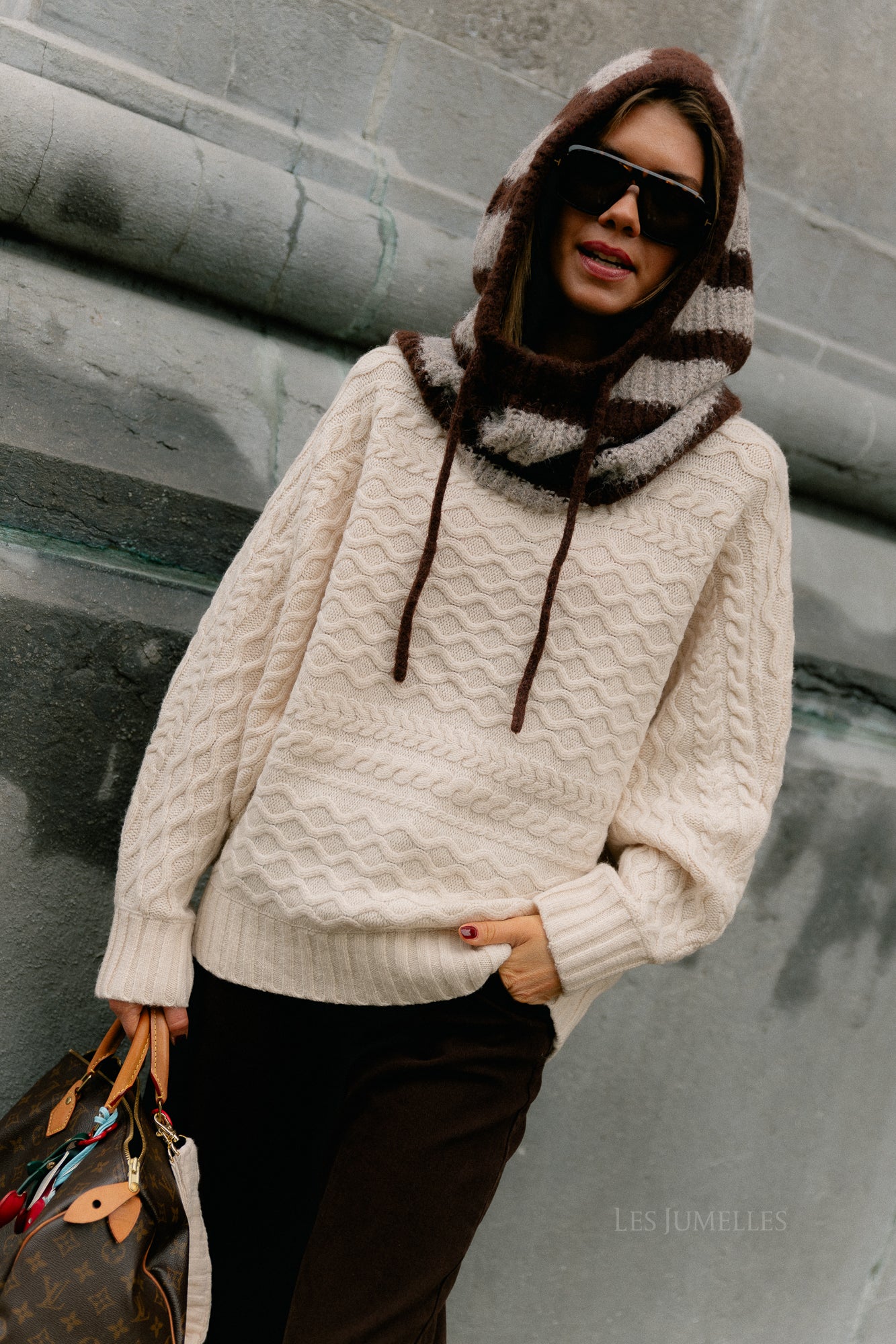 SLFNelly LS cable batsleeve knit birch