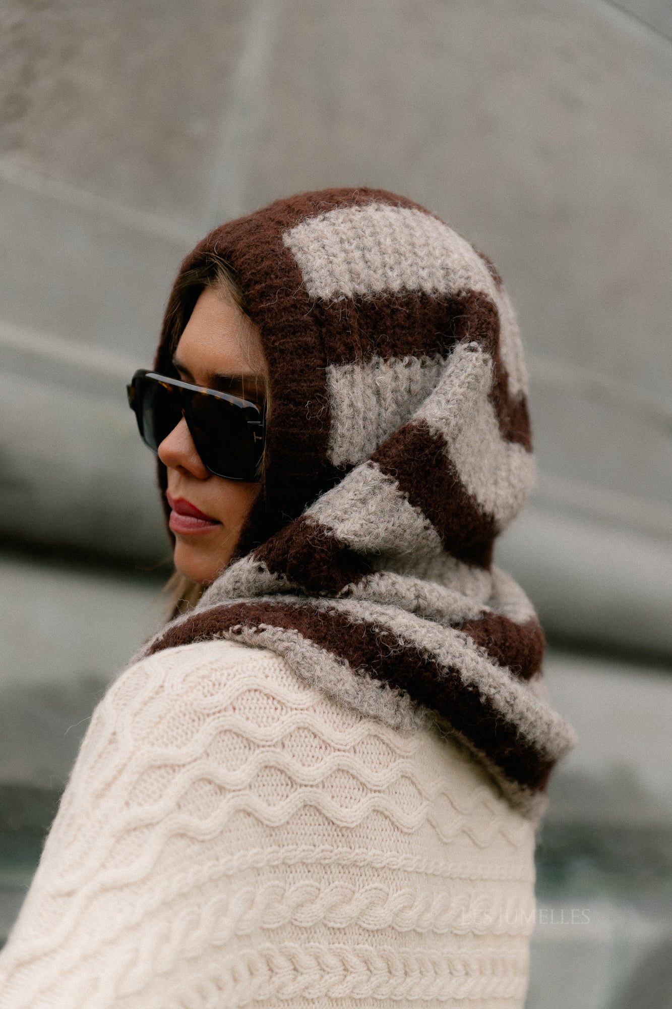 OBJMilu knit balaclava seal brown/humus